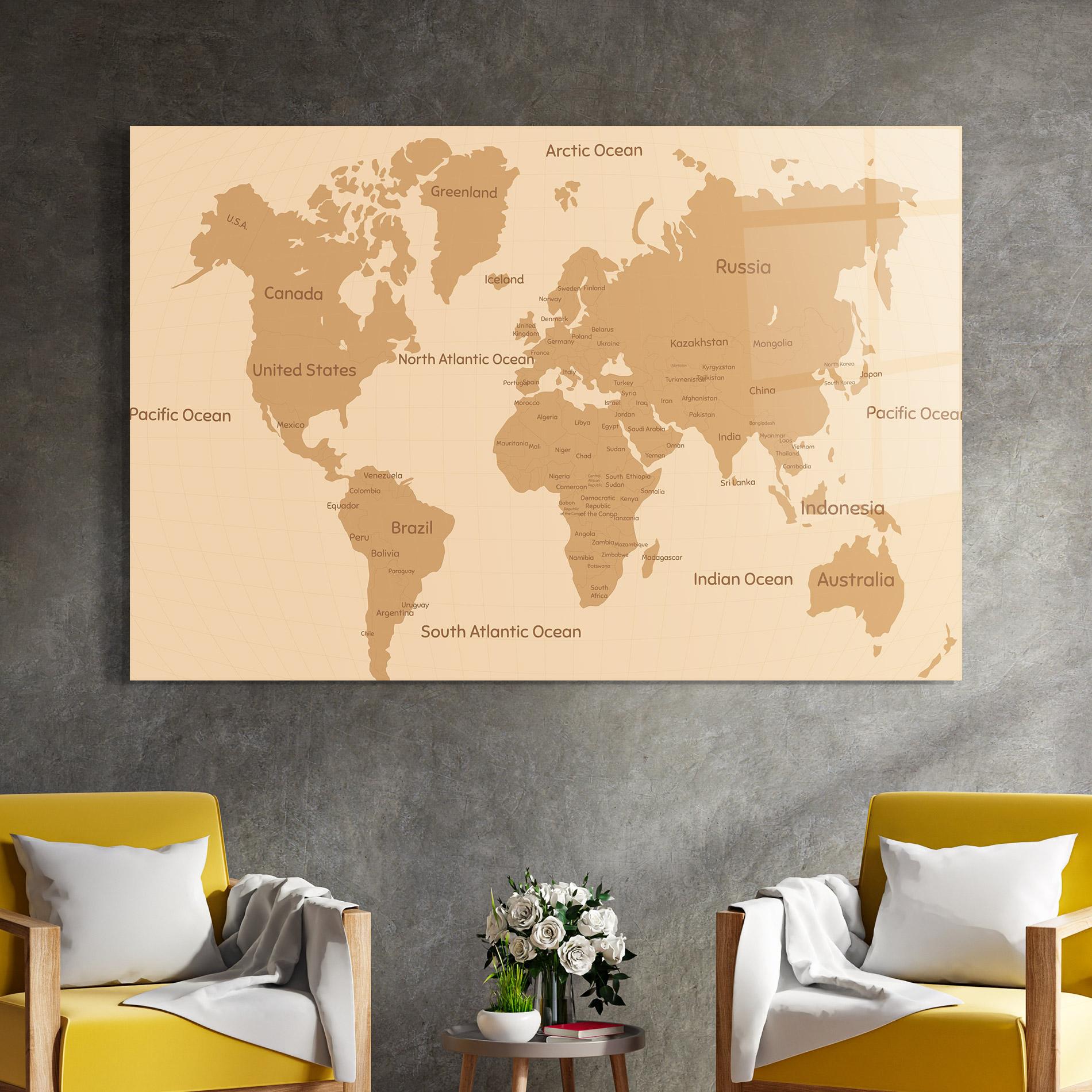 Tablou Sticla Ocean Old Map mockup 4