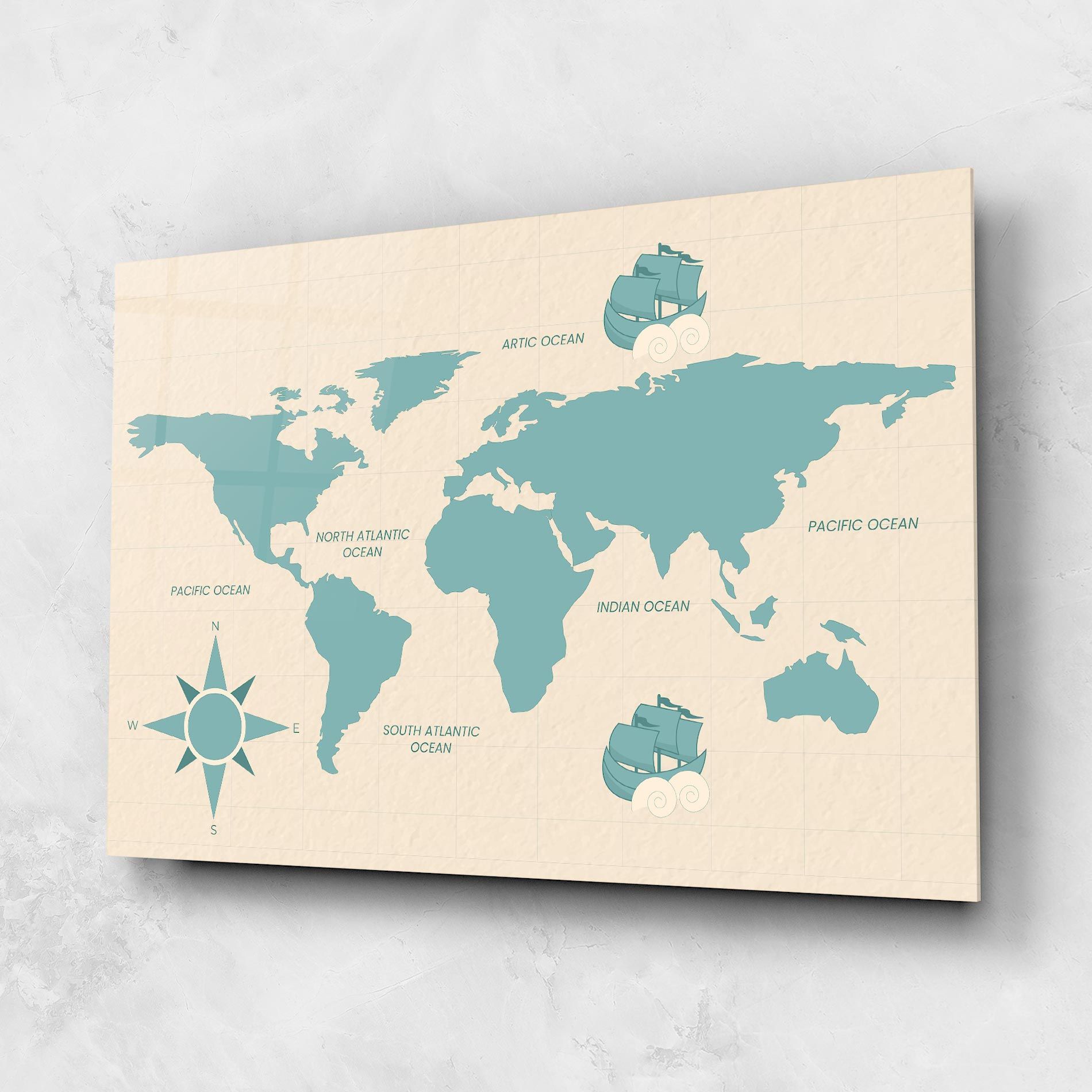 Cream Blue Map mockup 1