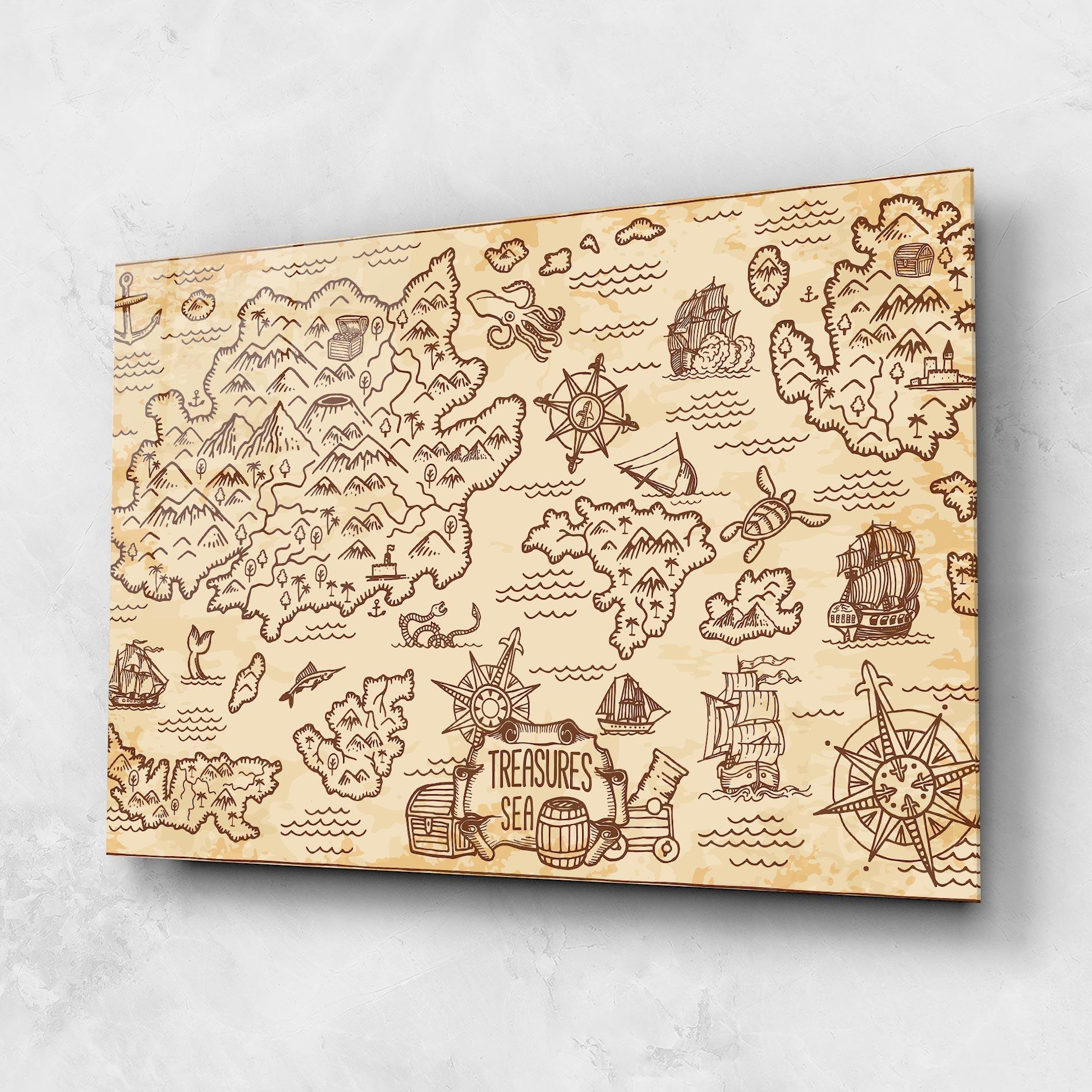 Tablou Sticla Cream Coffee Map mockup 1