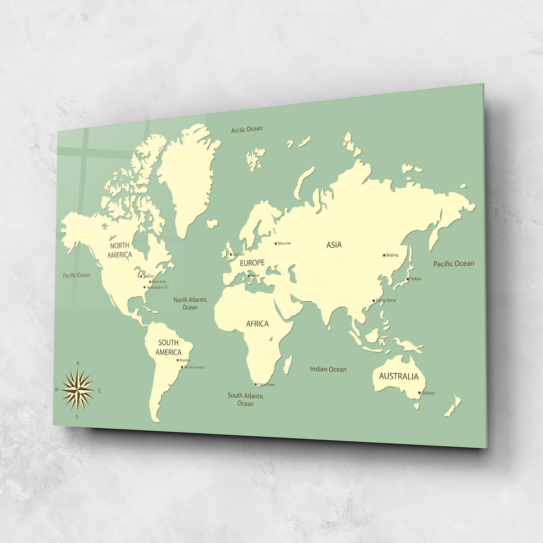 Tablou Sticla Green Cream Map mockup 1
