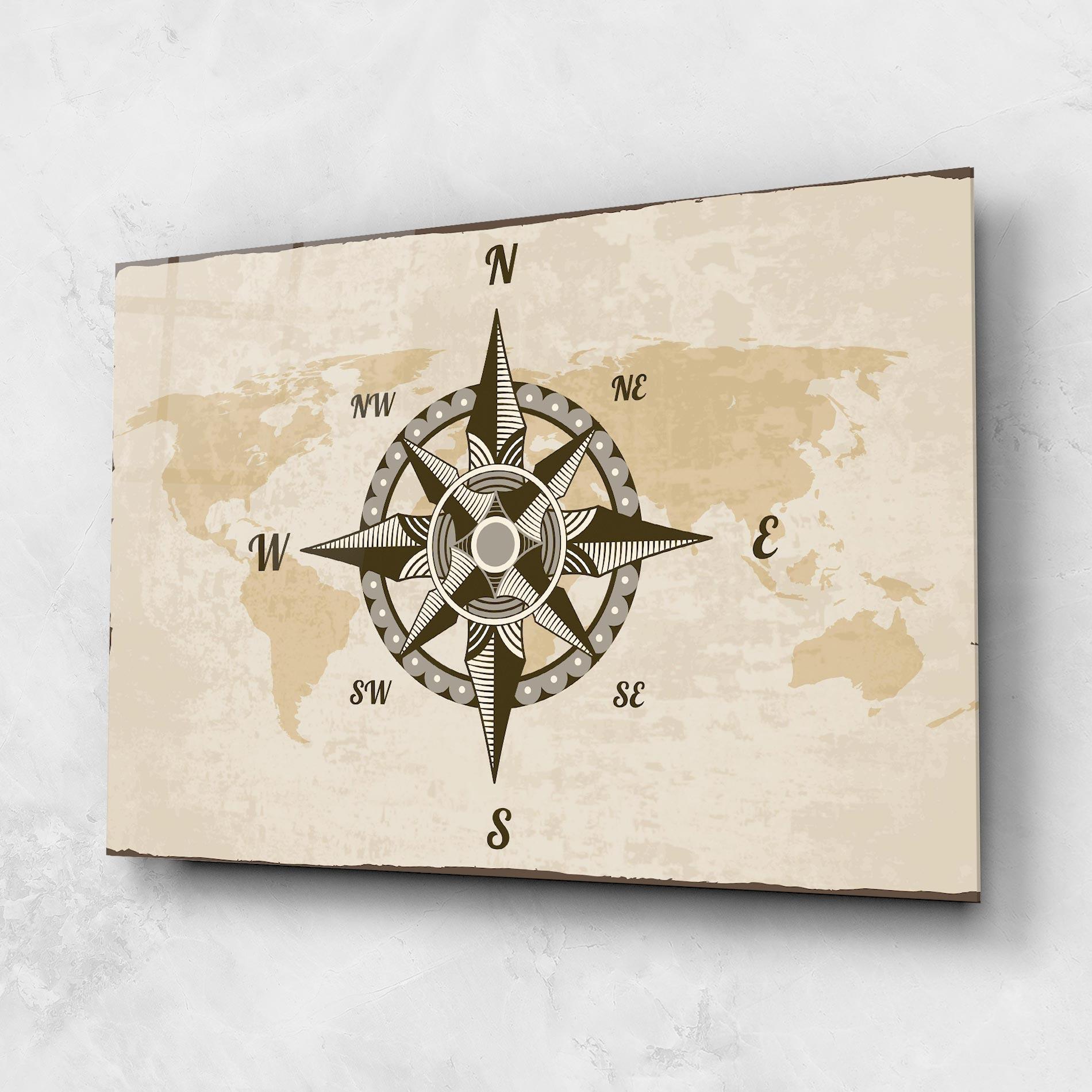 Tablou Sticla Nautical Compass mockup 1