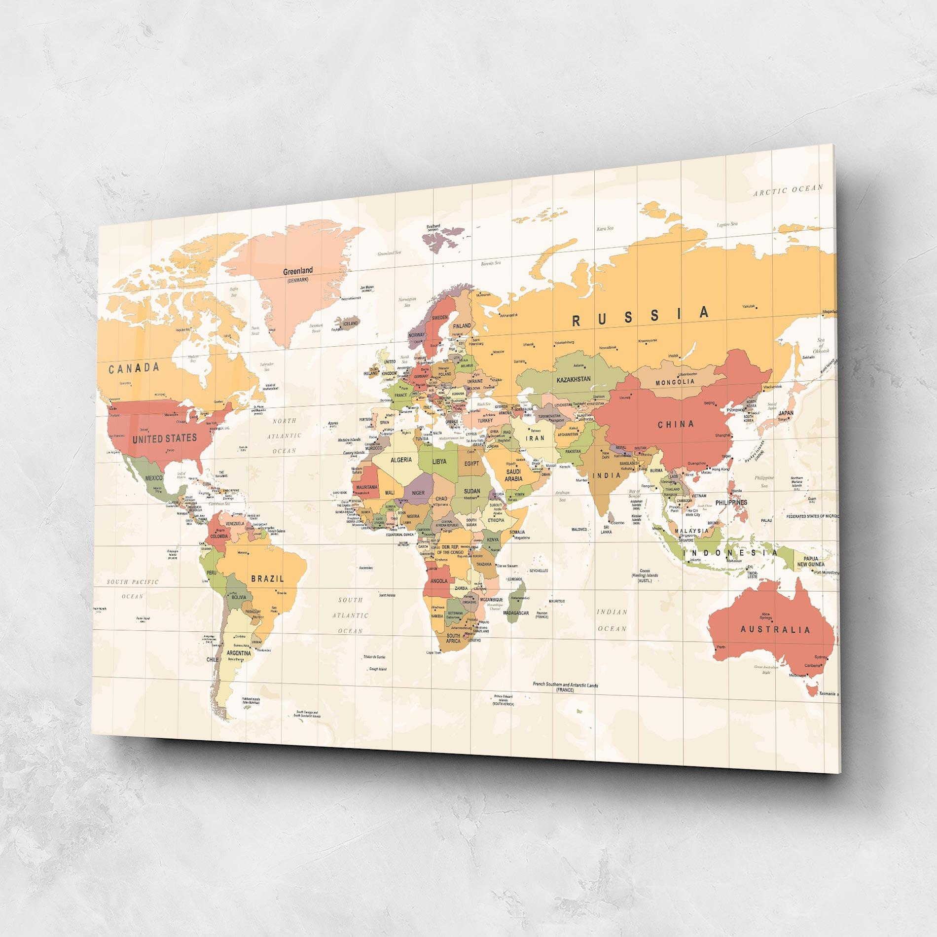 Tablou Sticla Orange Cream Map mockup 1