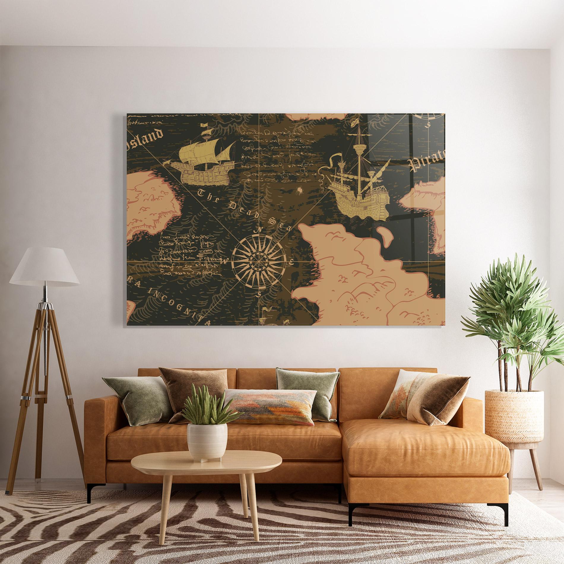 Tablou Sticla Cool Old Map mockup 7