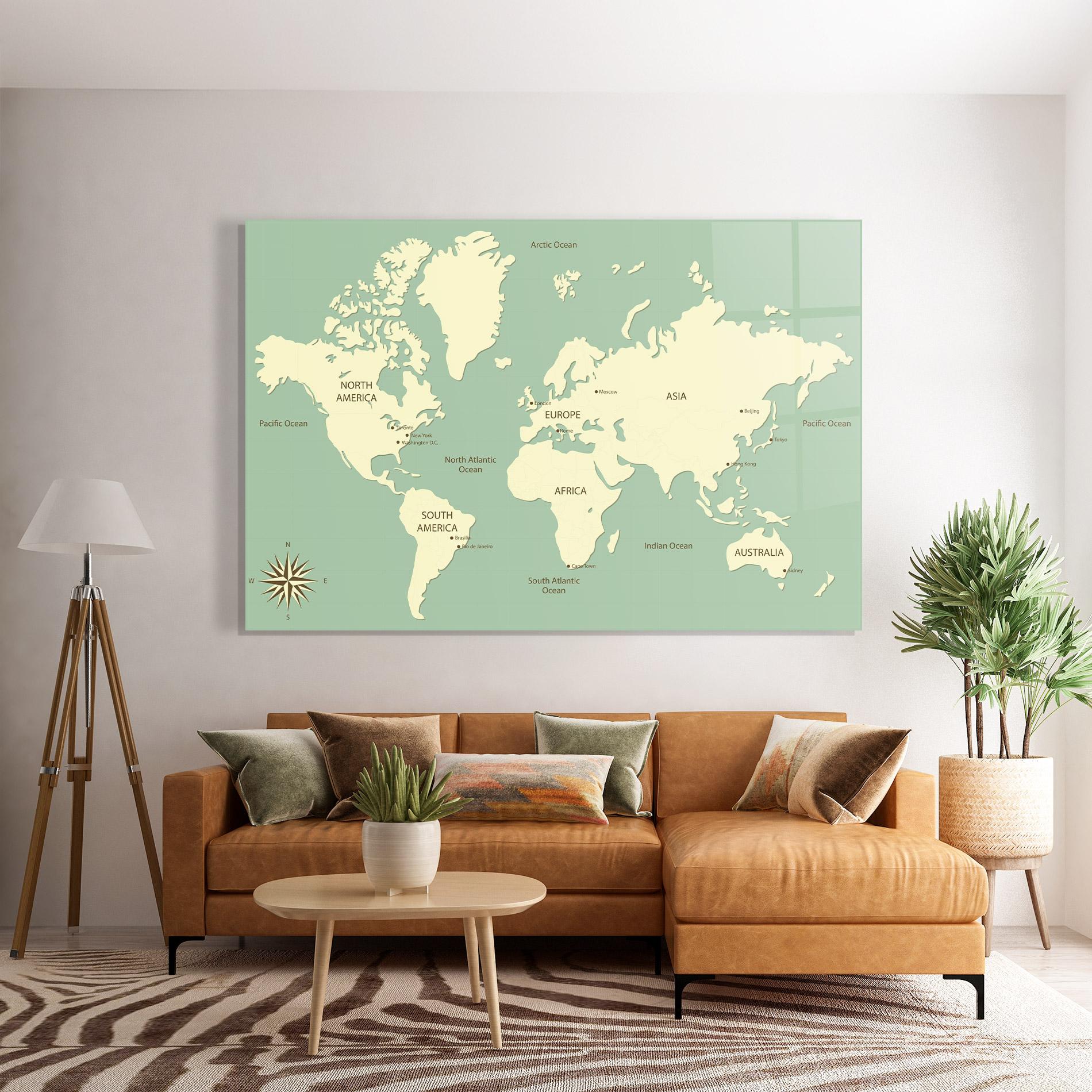 Tablou Sticla Green Cream Map mockup 7