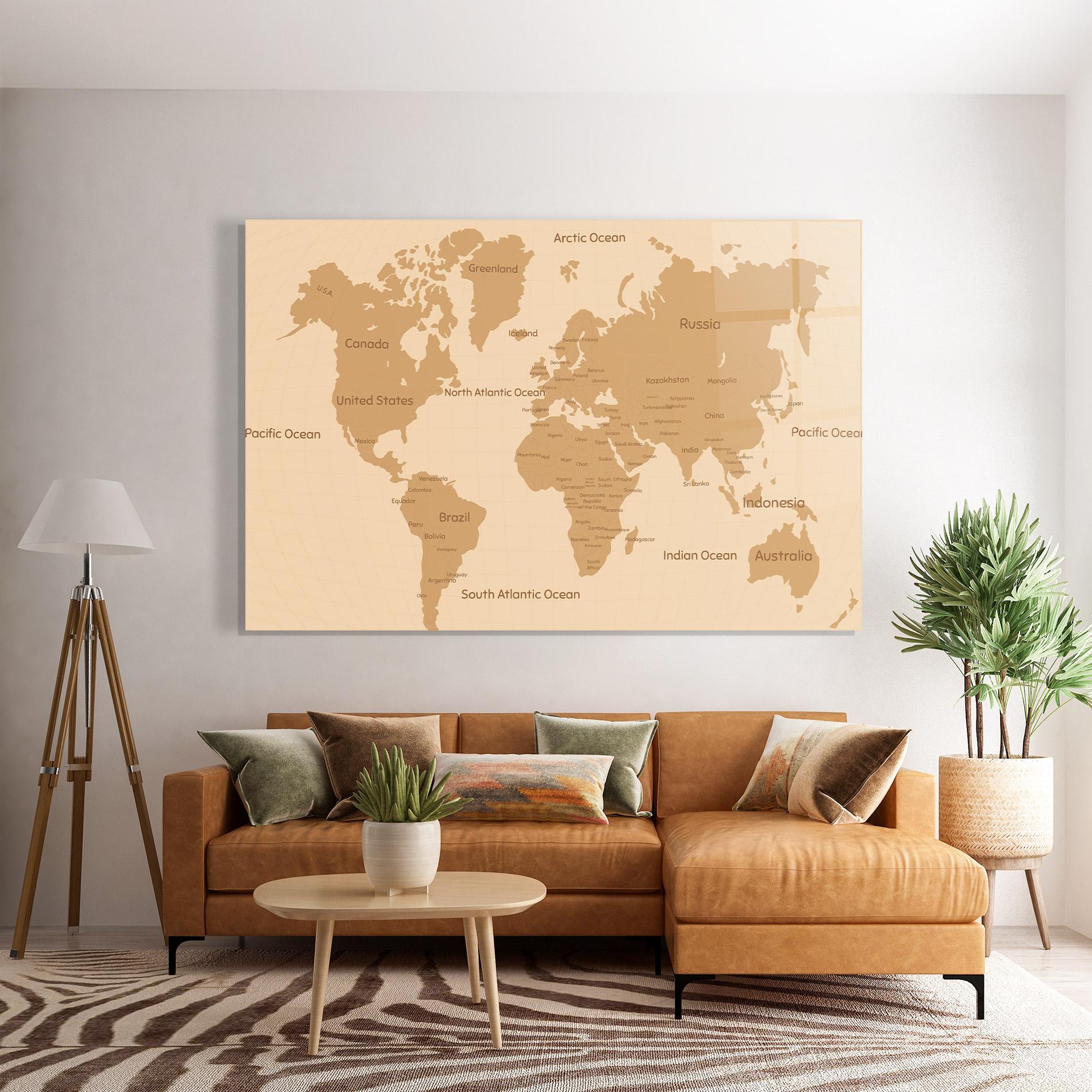 Tablou Sticla Ocean Old Map mockup 7