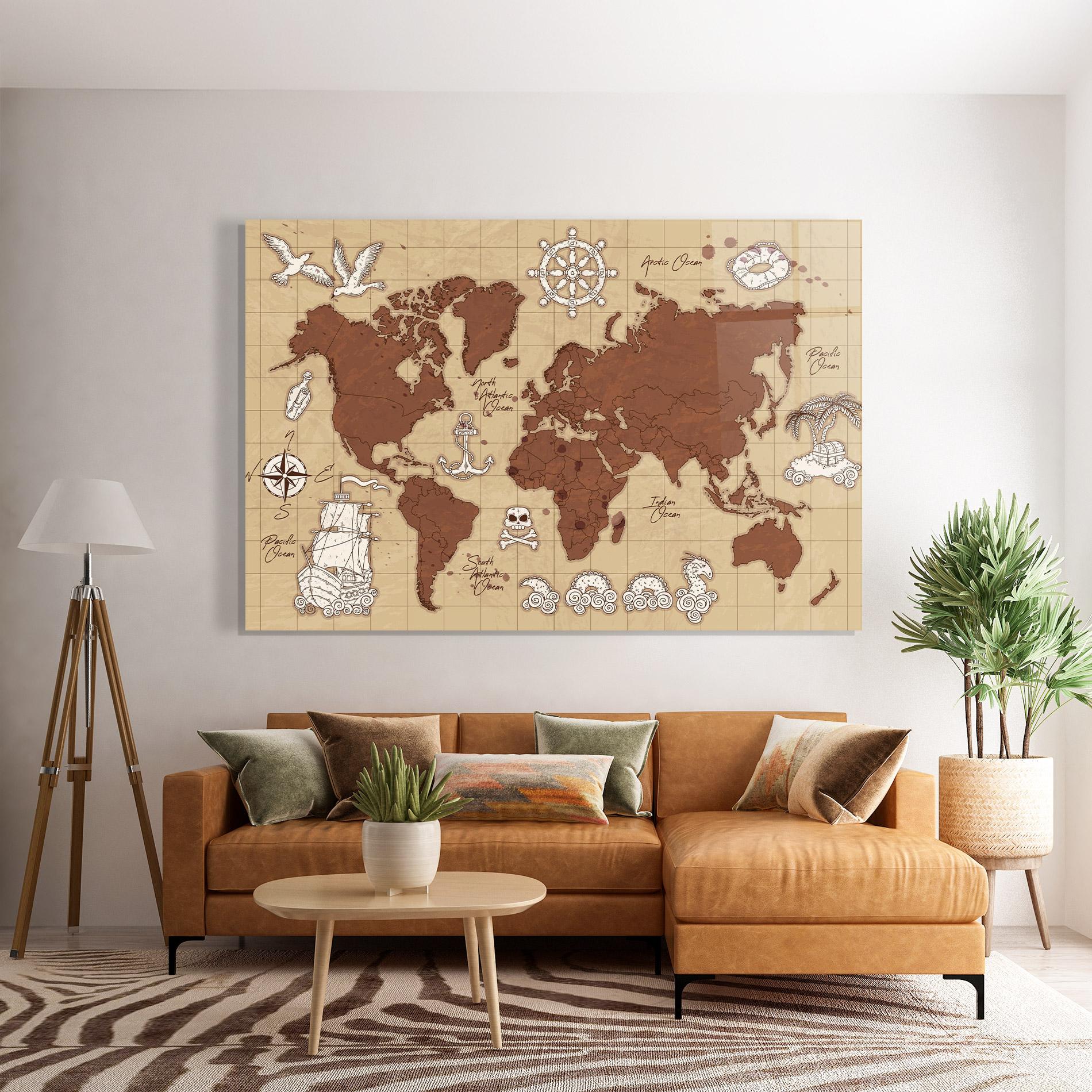 Tablou Sticla Old Pirate Map mockup 7