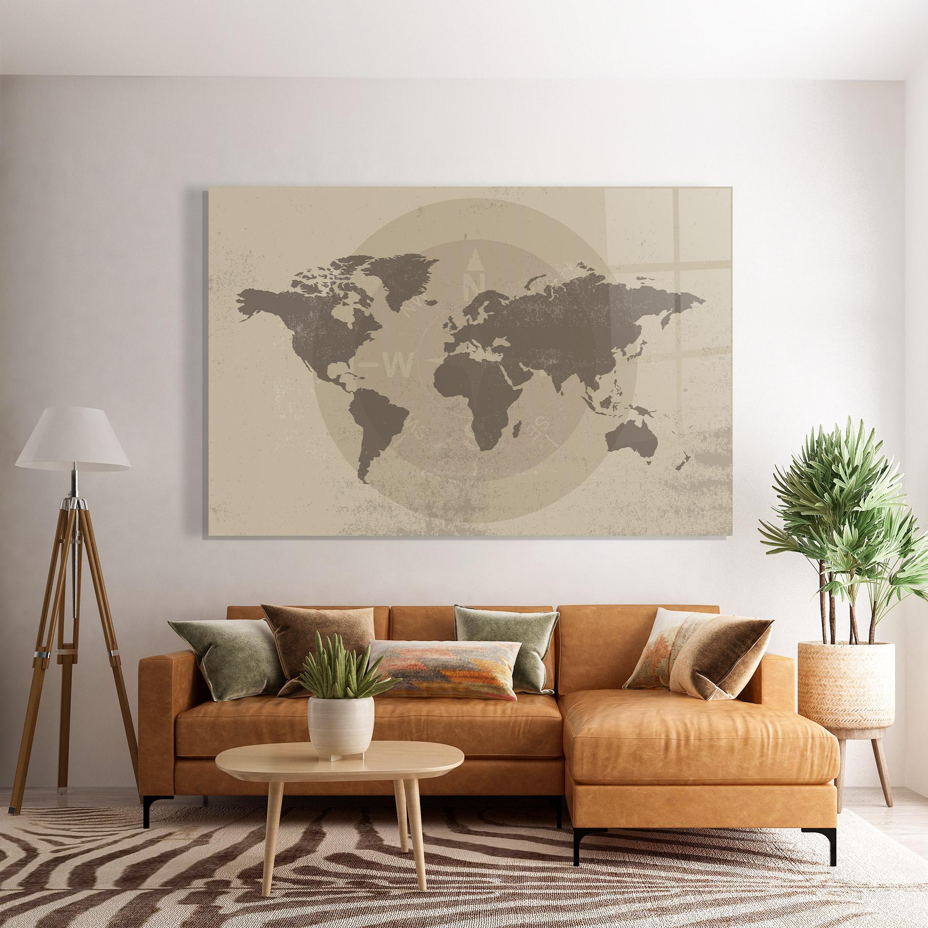 Tablou Sticla Old Vintage Map mockup 7