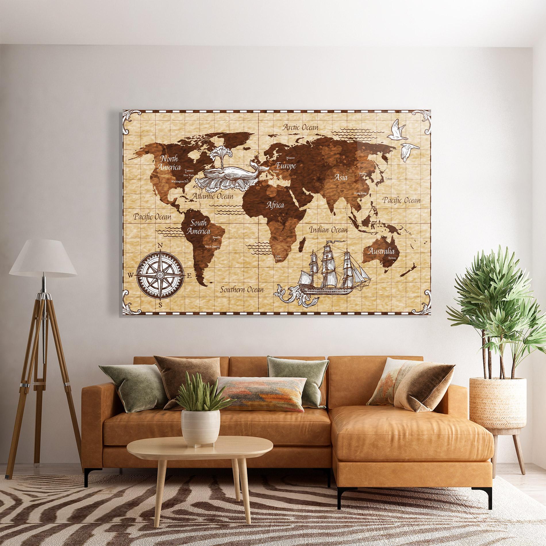 Tablou Sticla Pirate World Map mockup 7