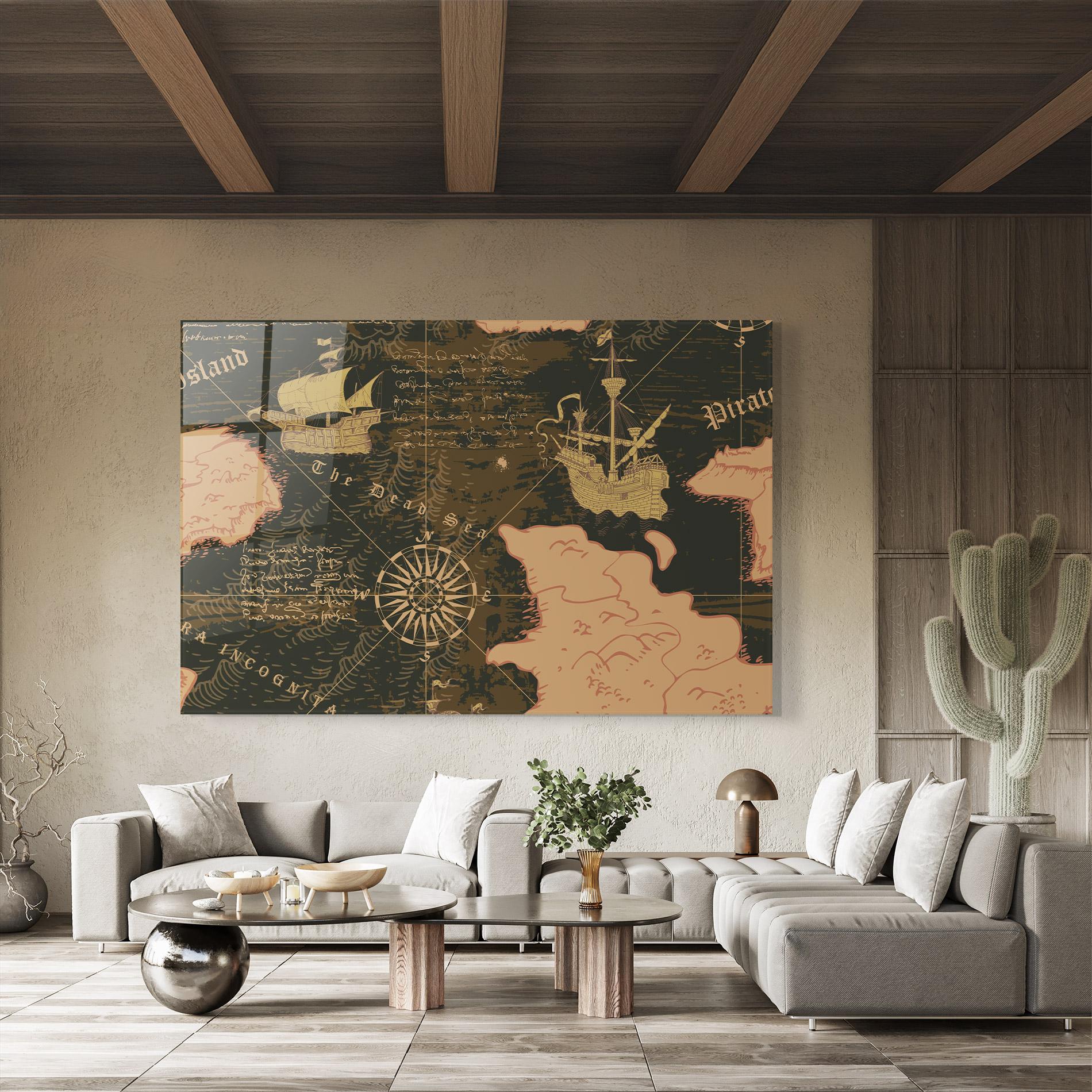 Tablou Sticla Cool Old Map mockup 8