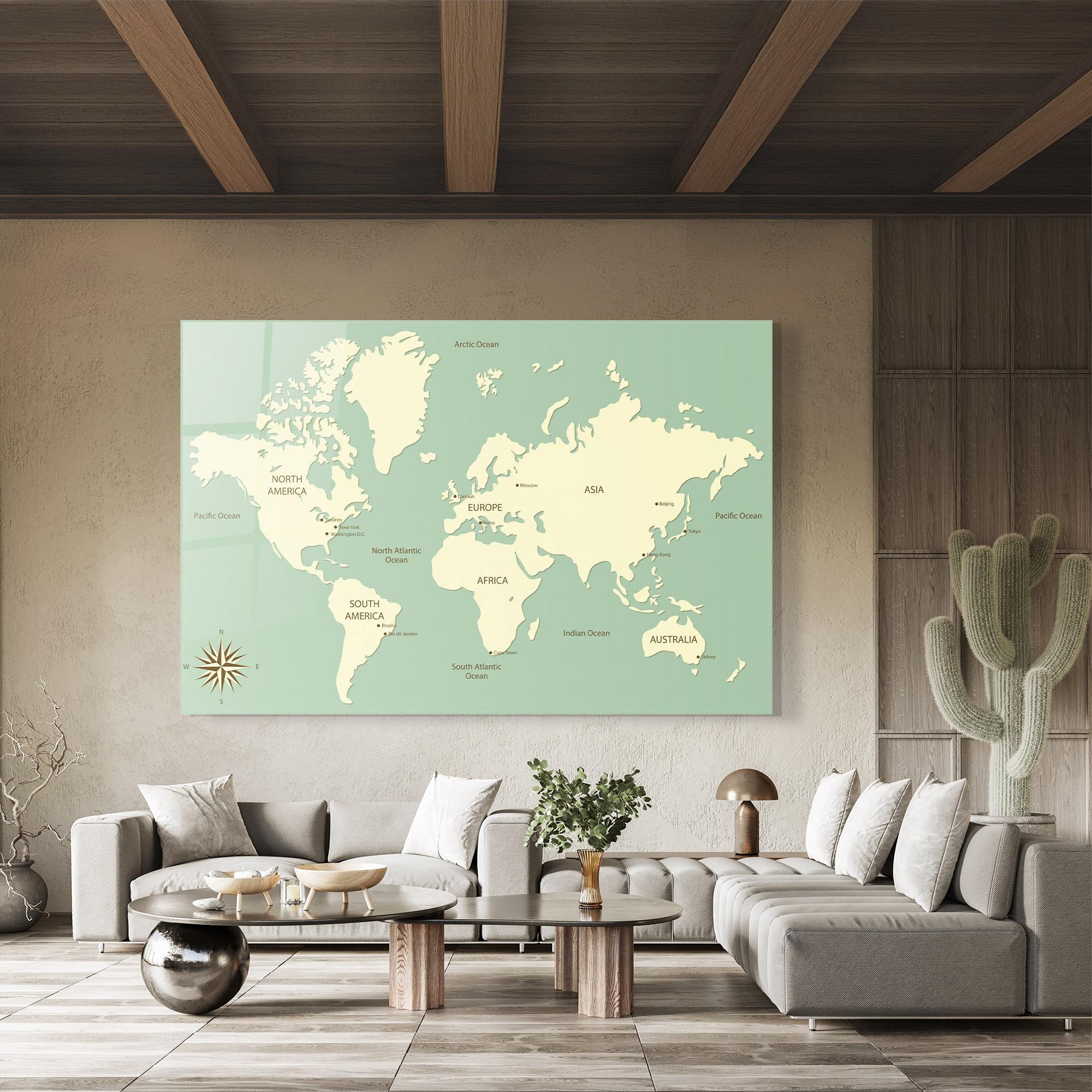 Tablou Sticla Green Cream Map mockup 8