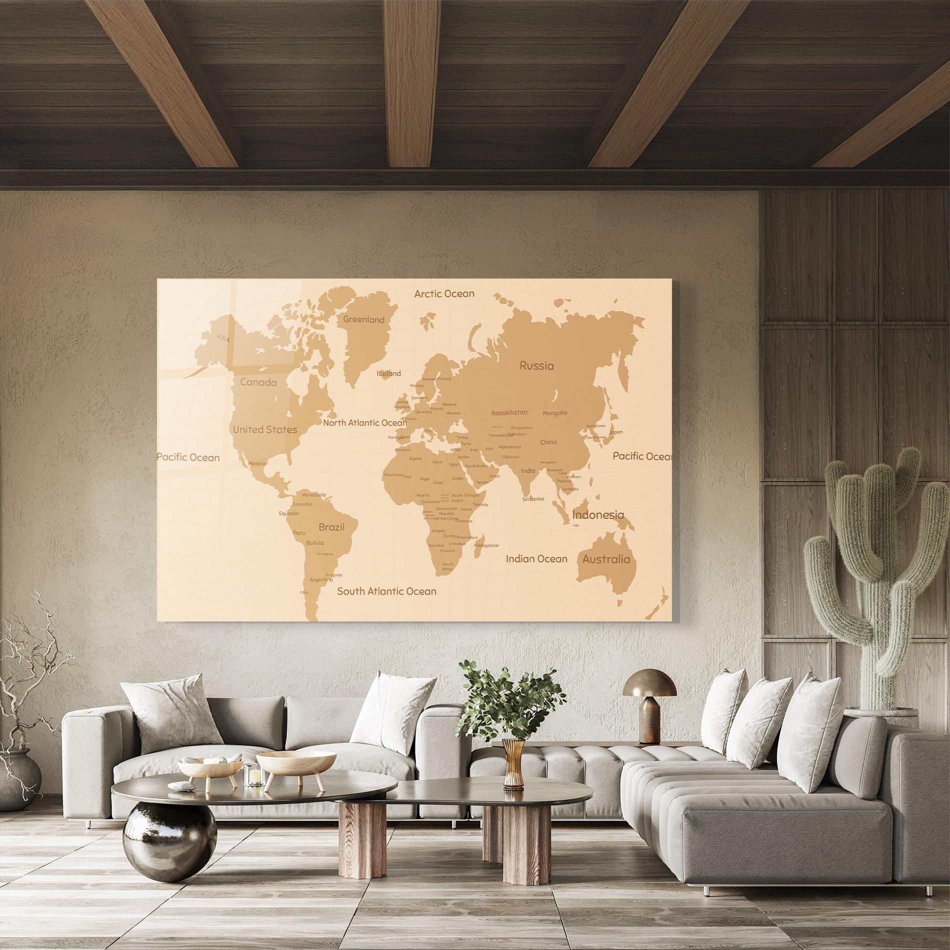 Tablou Sticla Ocean Old Map mockup 8