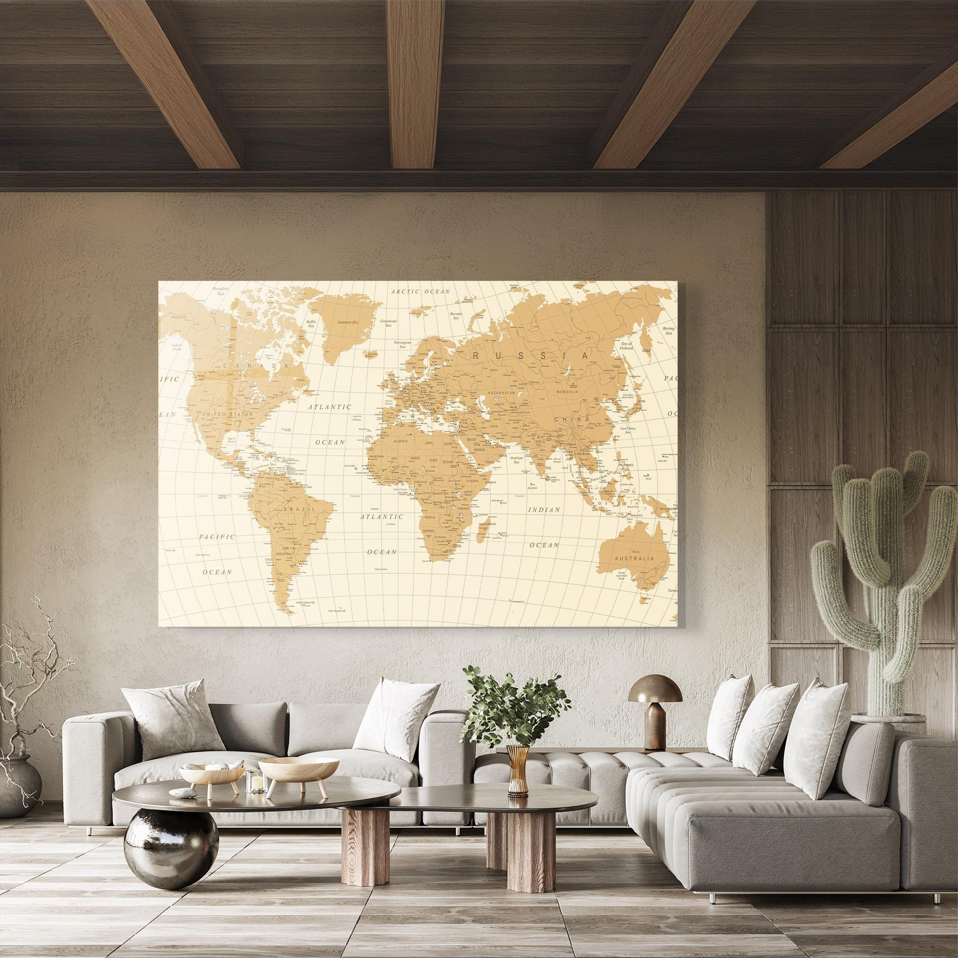 Tablou Sticla Old Map Cream mockup 8