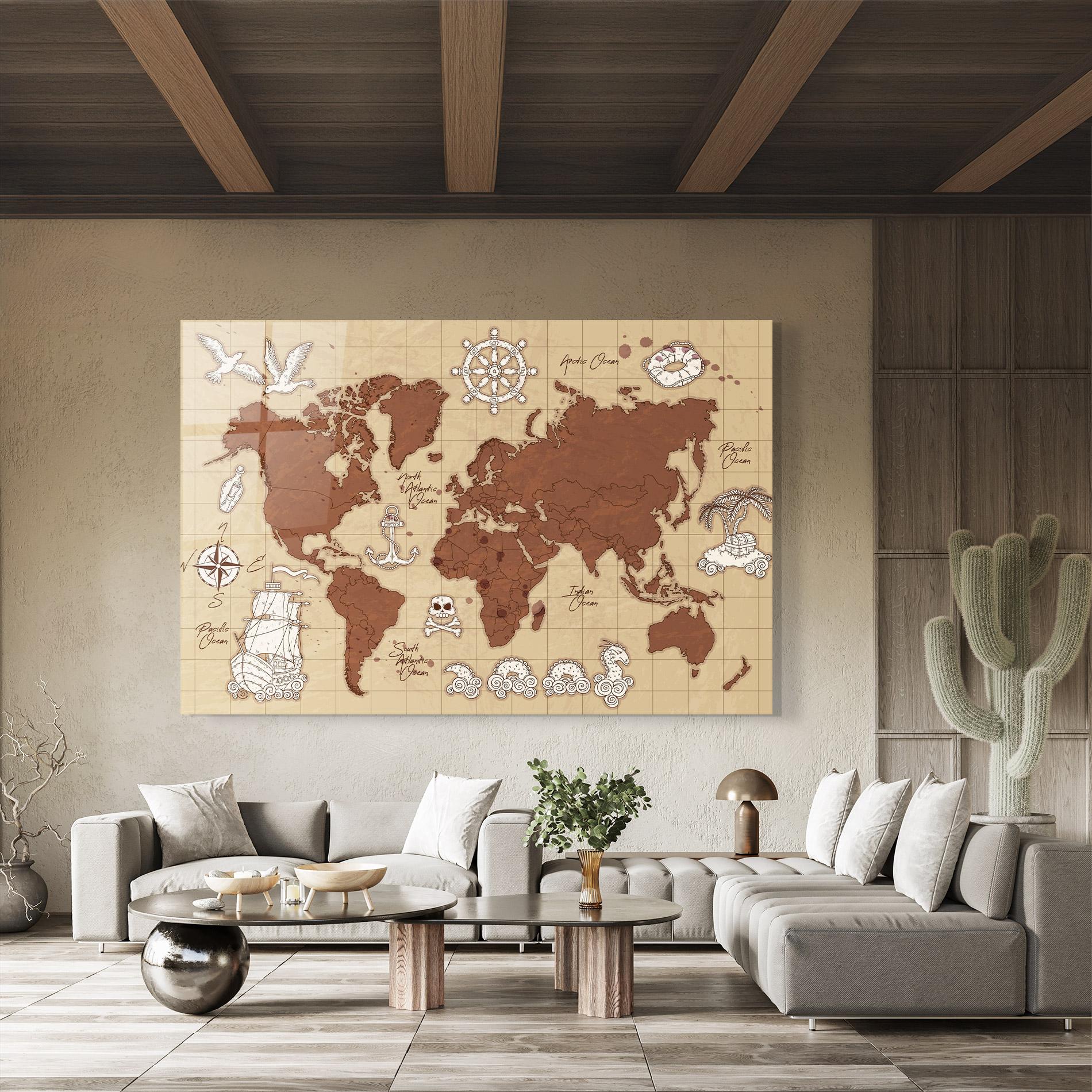 Tablou Sticla Old Pirate Map mockup 8