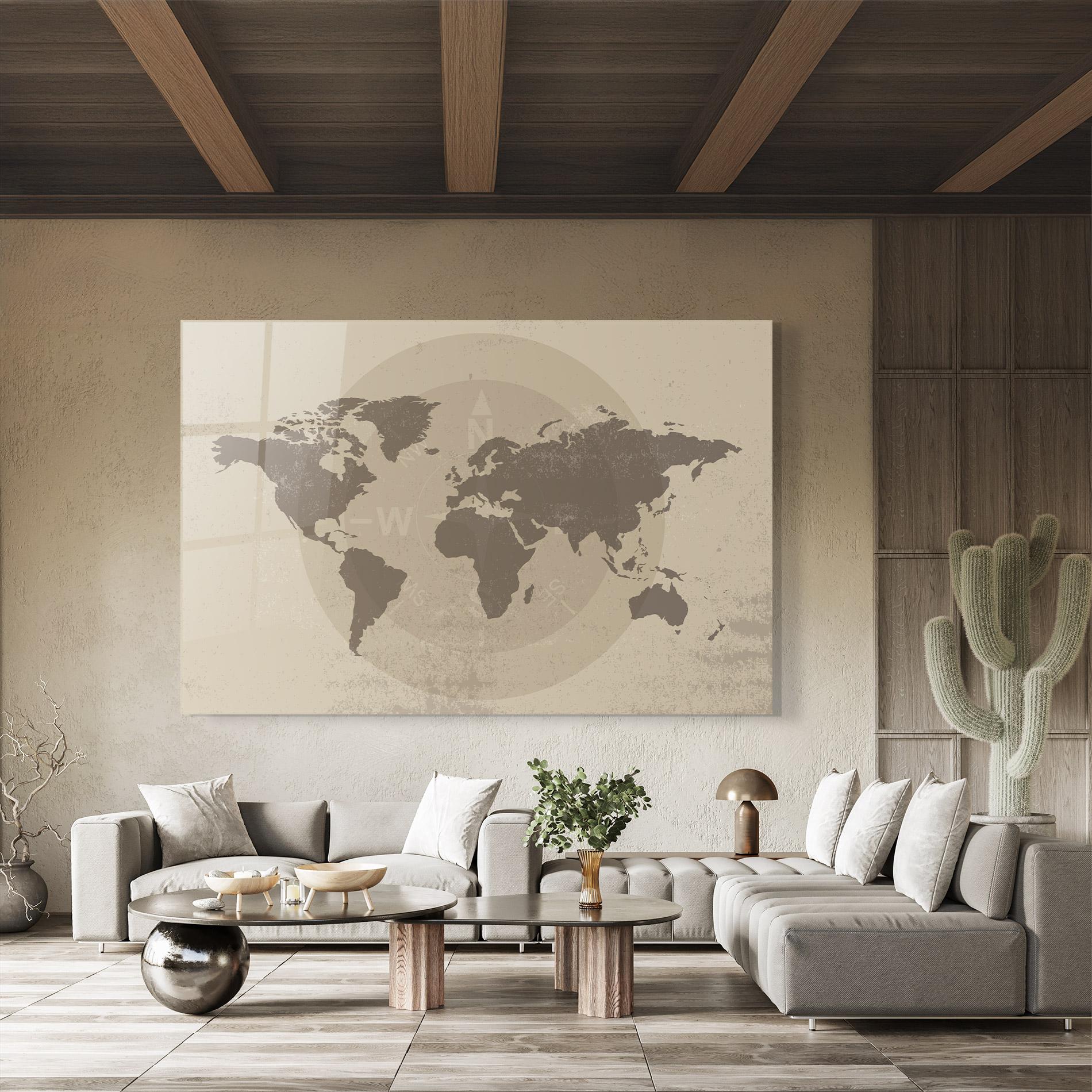 Tablou Sticla Old Vintage Map mockup 8