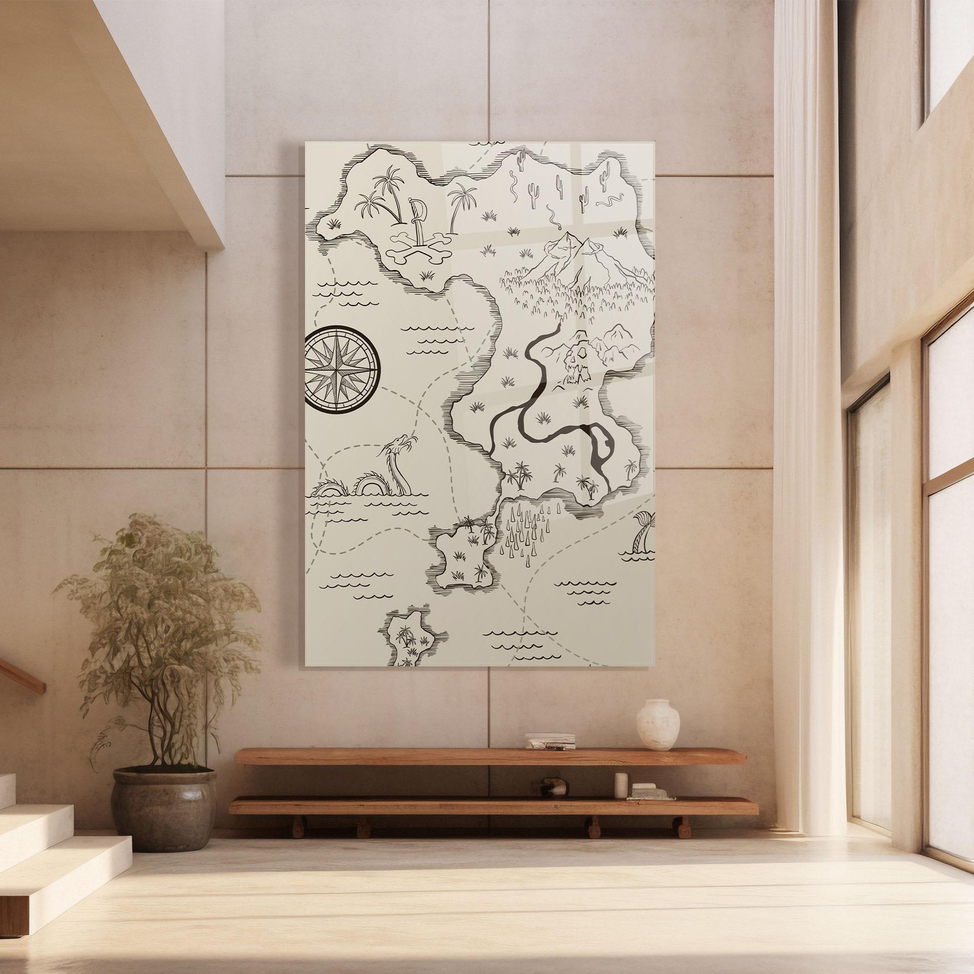 Tablou Sticla Cream Island Map mockup 8