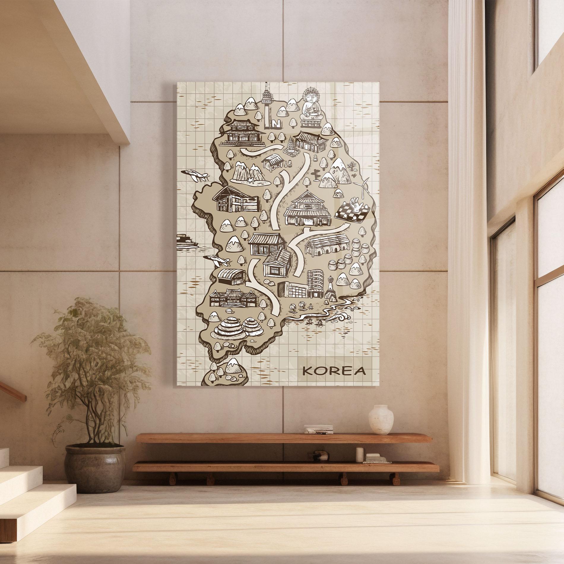 Tablou Sticla Old Korea Map mockup 8