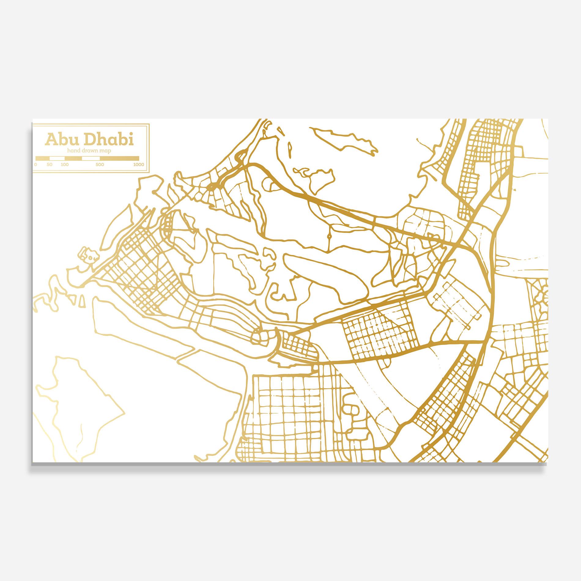 Tablou Sticla Abu Dhabi Map mockup 0