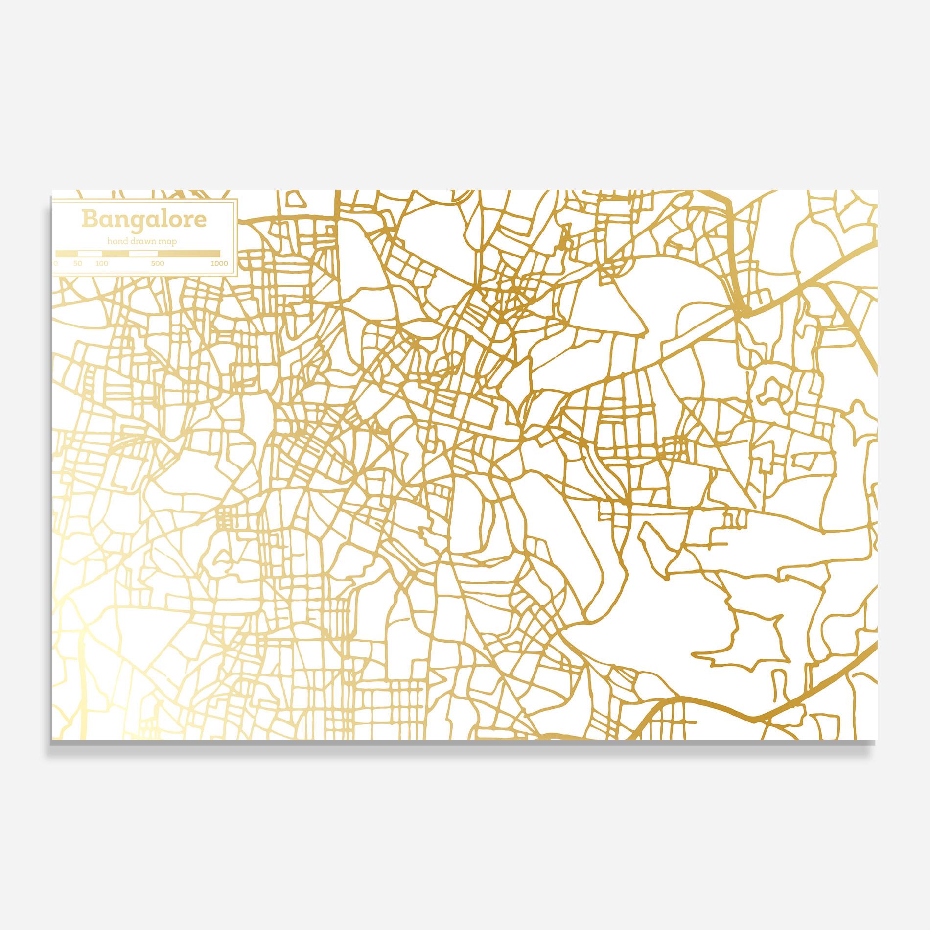 Tablou Sticla Bangalore Map mockup 0
