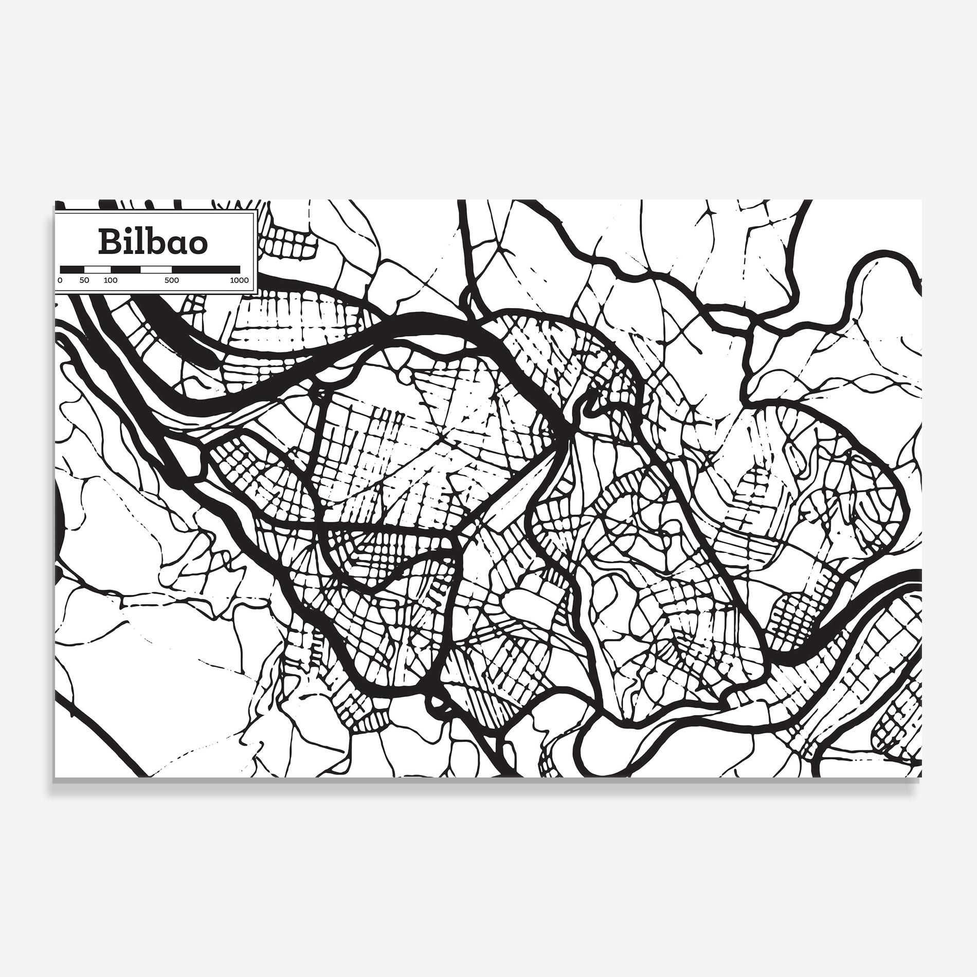Tablou Sticla Bilbao Map mockup 0