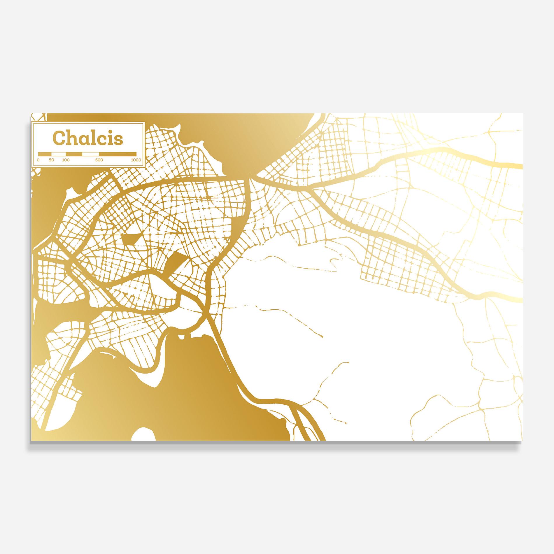 Tablou Sticla Chalcis Gold Map mockup 0