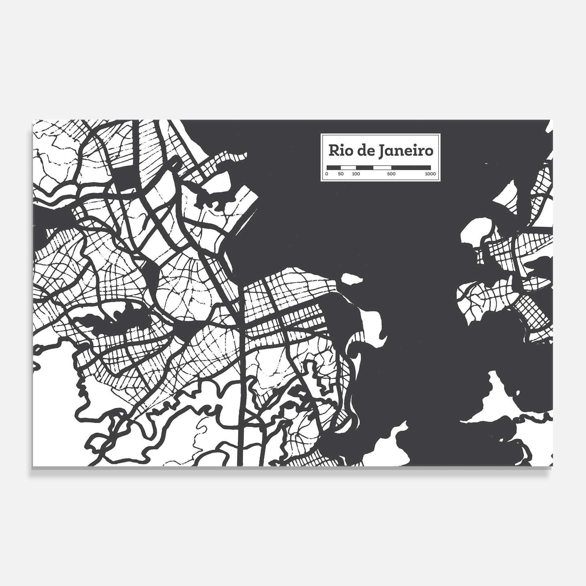 Tablou Sticla Rio De Janeiro Map mockup 0