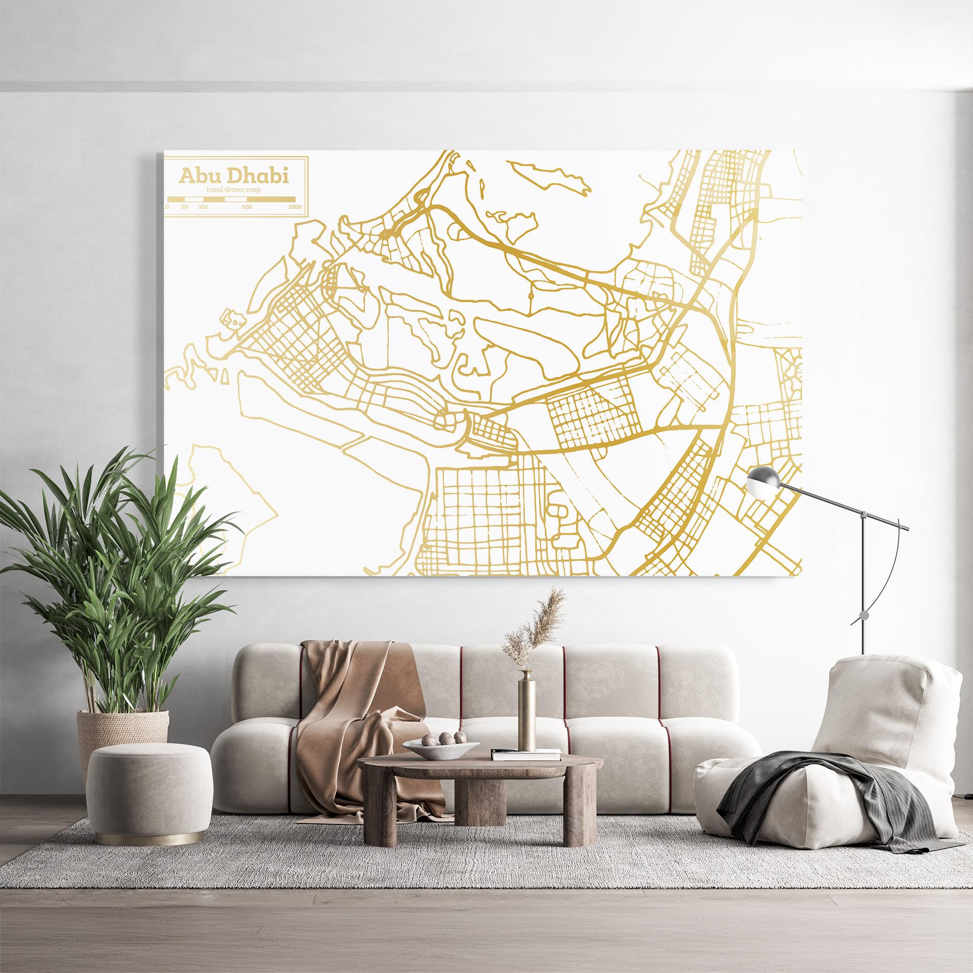 Tablou Sticla Abu Dhabi Map mockup 9