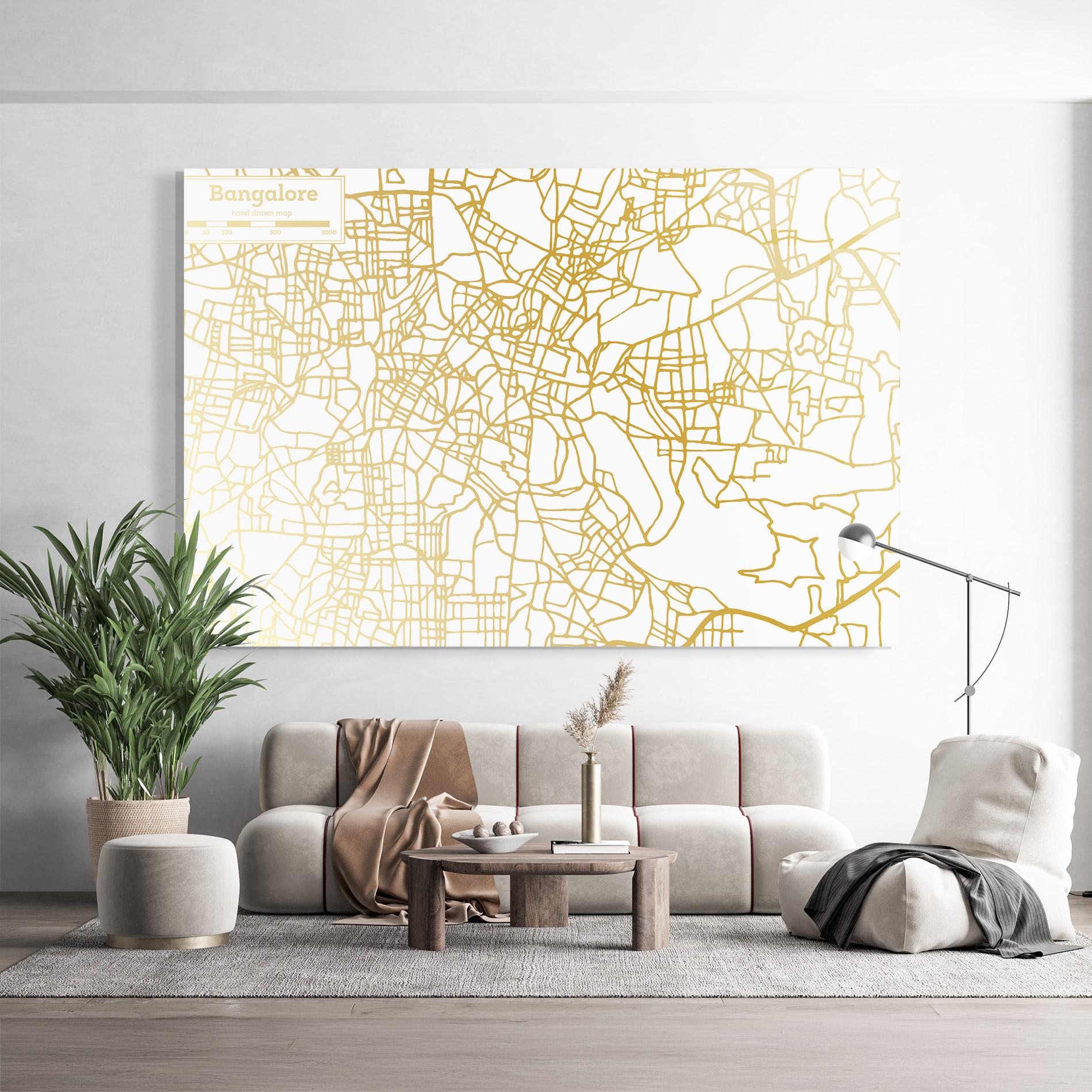 Tablou Sticla Bangalore Map mockup 9