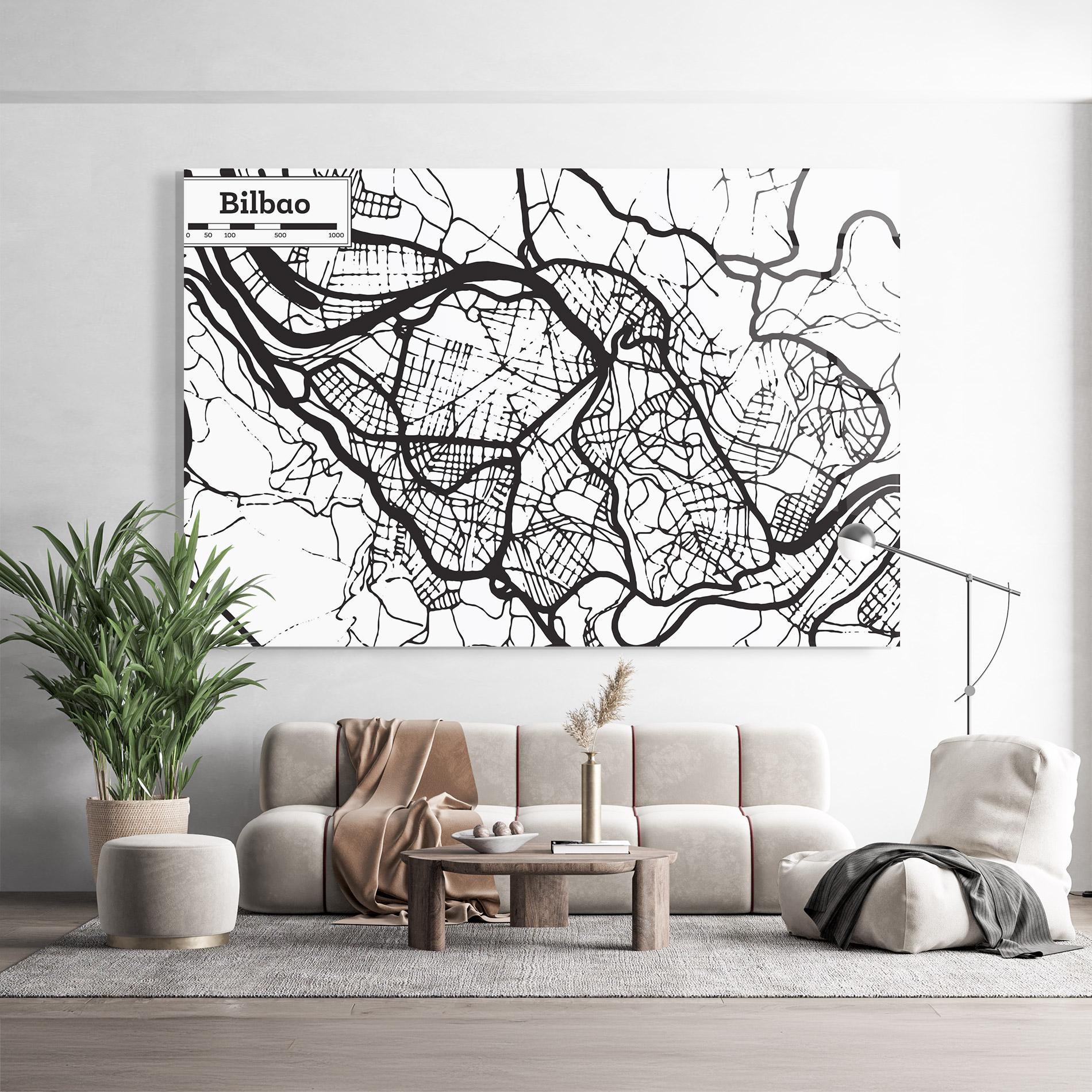 Tablou Sticla Bilbao Map mockup 9