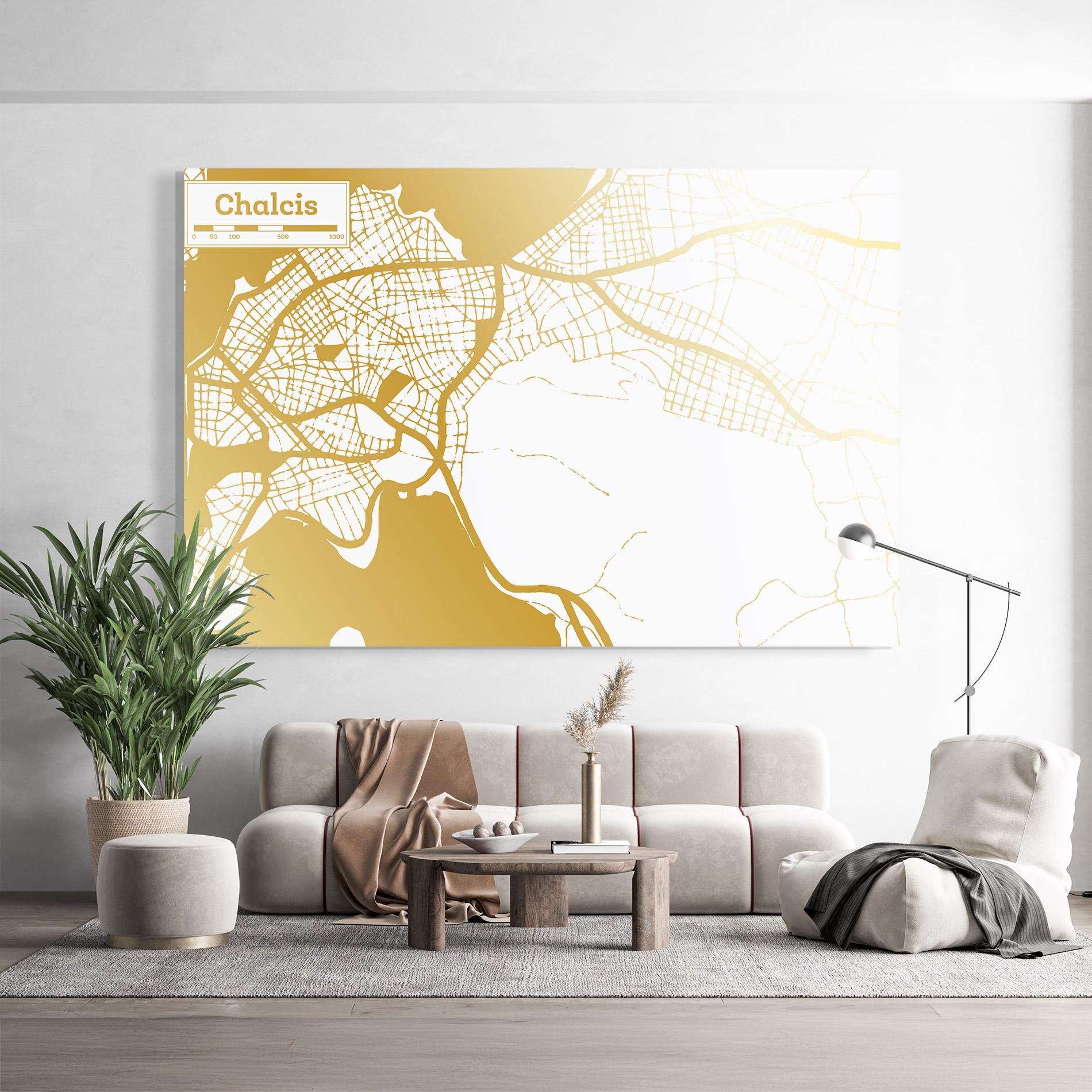 Tablou Sticla Chalcis Gold Map mockup 9
