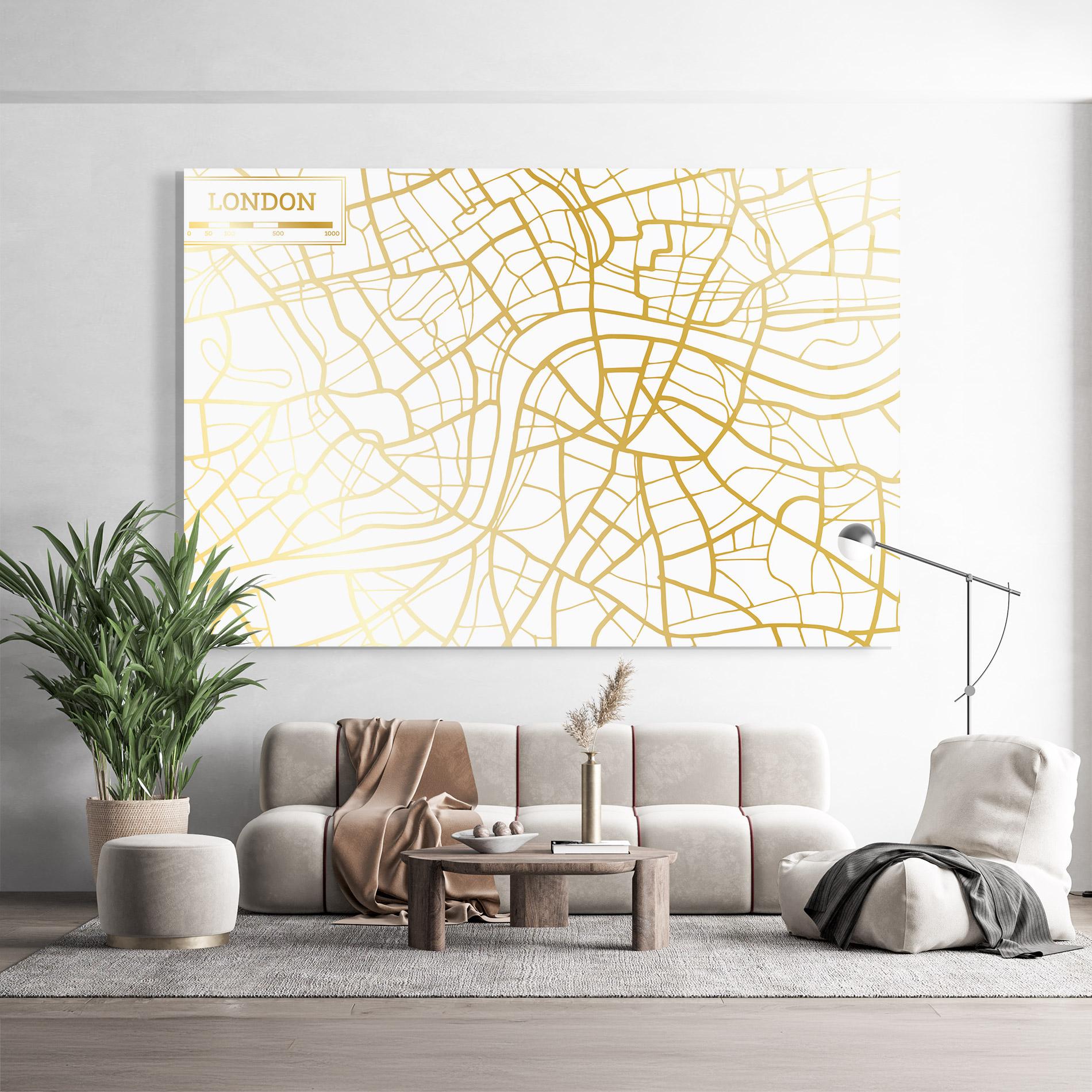 Tablou Sticla London Gold Map mockup 9