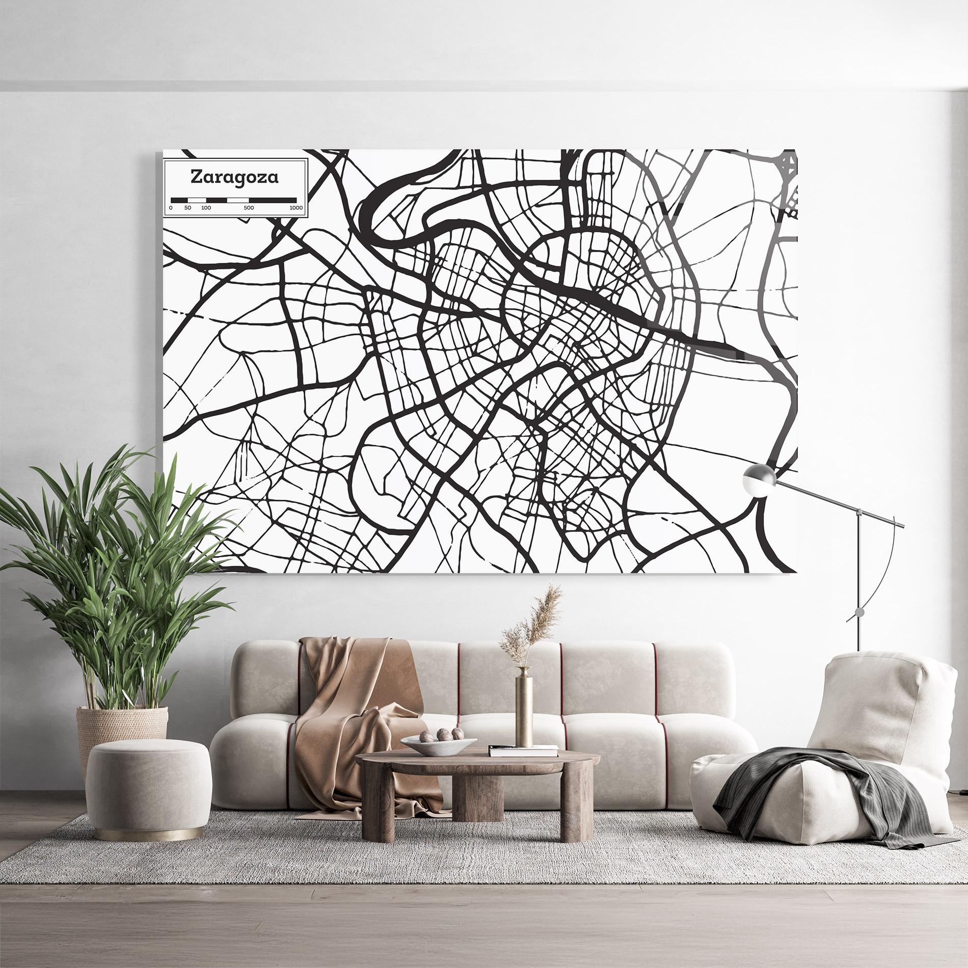 Tablou Sticla Zaragoza City Map mockup 9