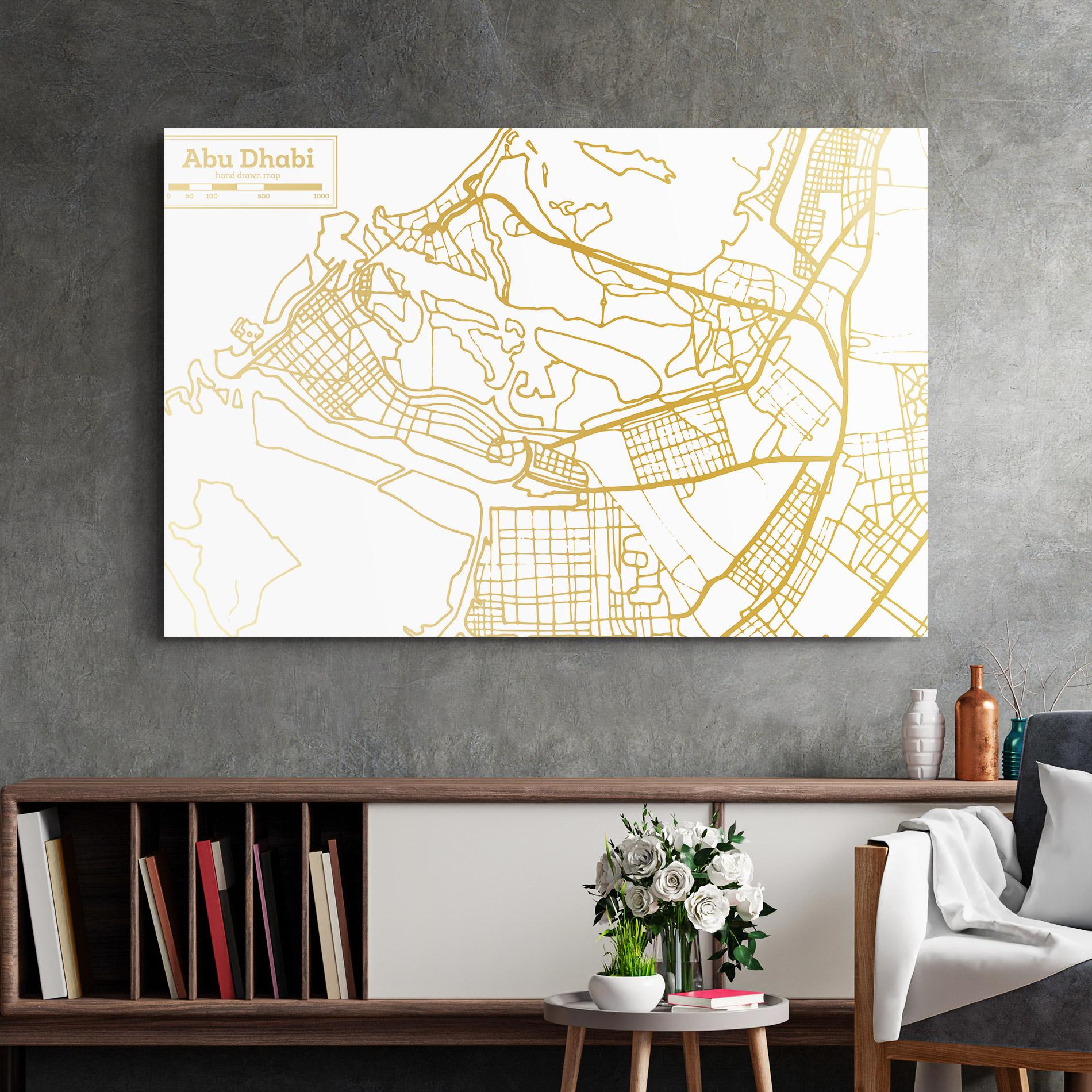 Tablou Sticla Abu Dhabi Map mockup 2