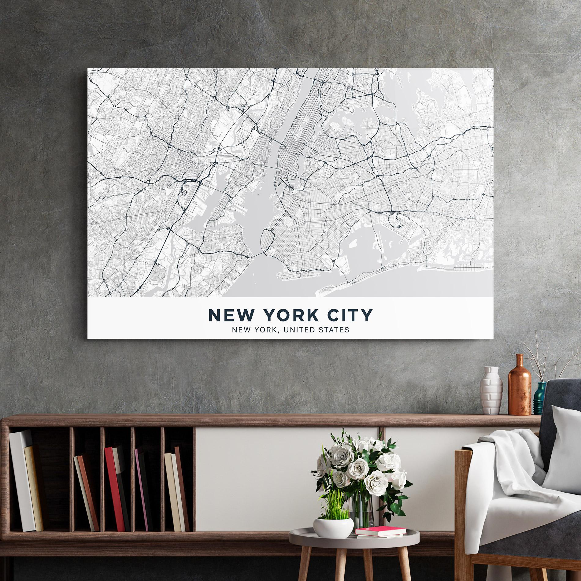 Tablou Sticla New York Map mockup 2