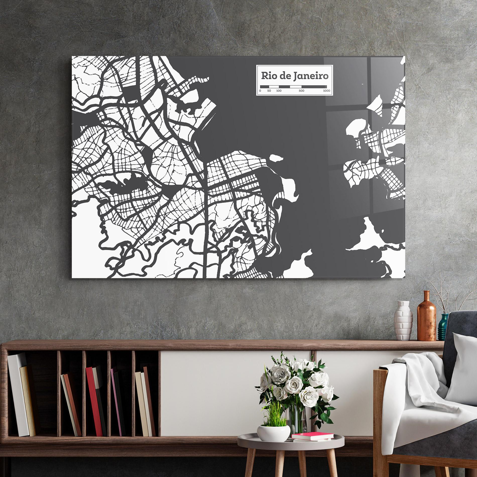 Tablou Sticla Rio De Janeiro Map mockup 2
