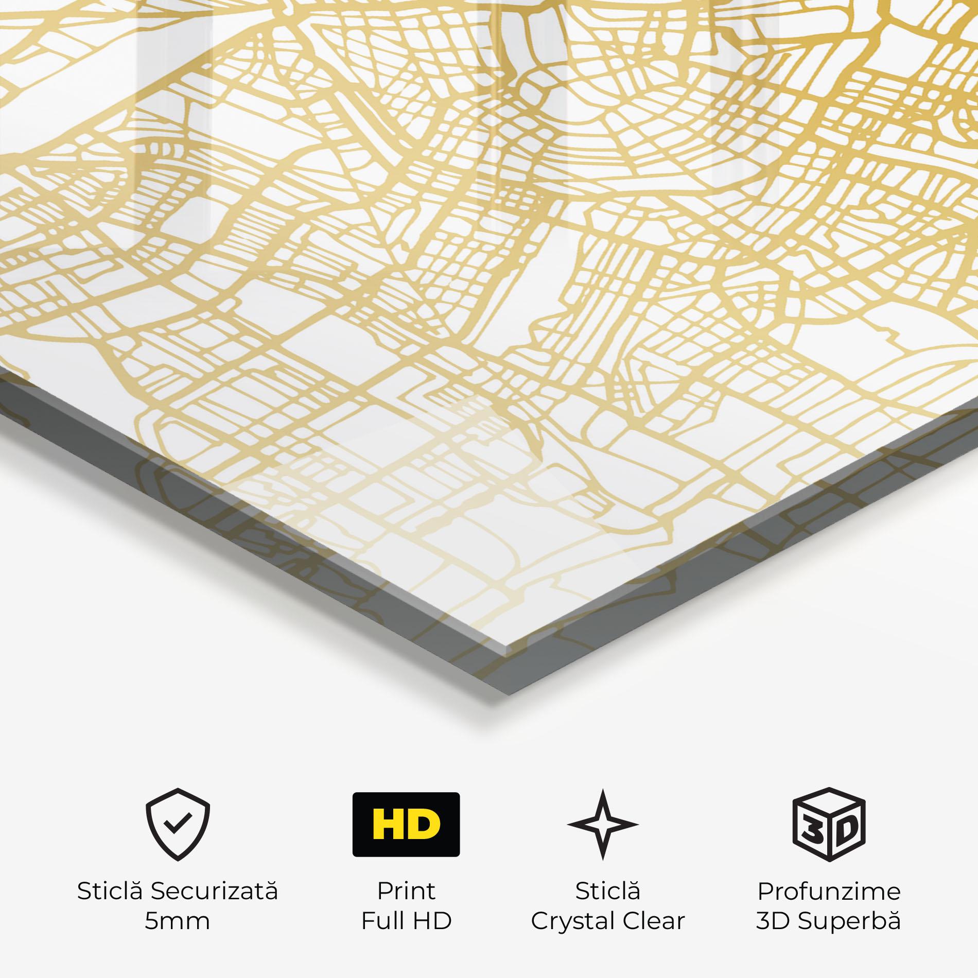 Tablou Sticla Amsterdam Gold Map mockup 3