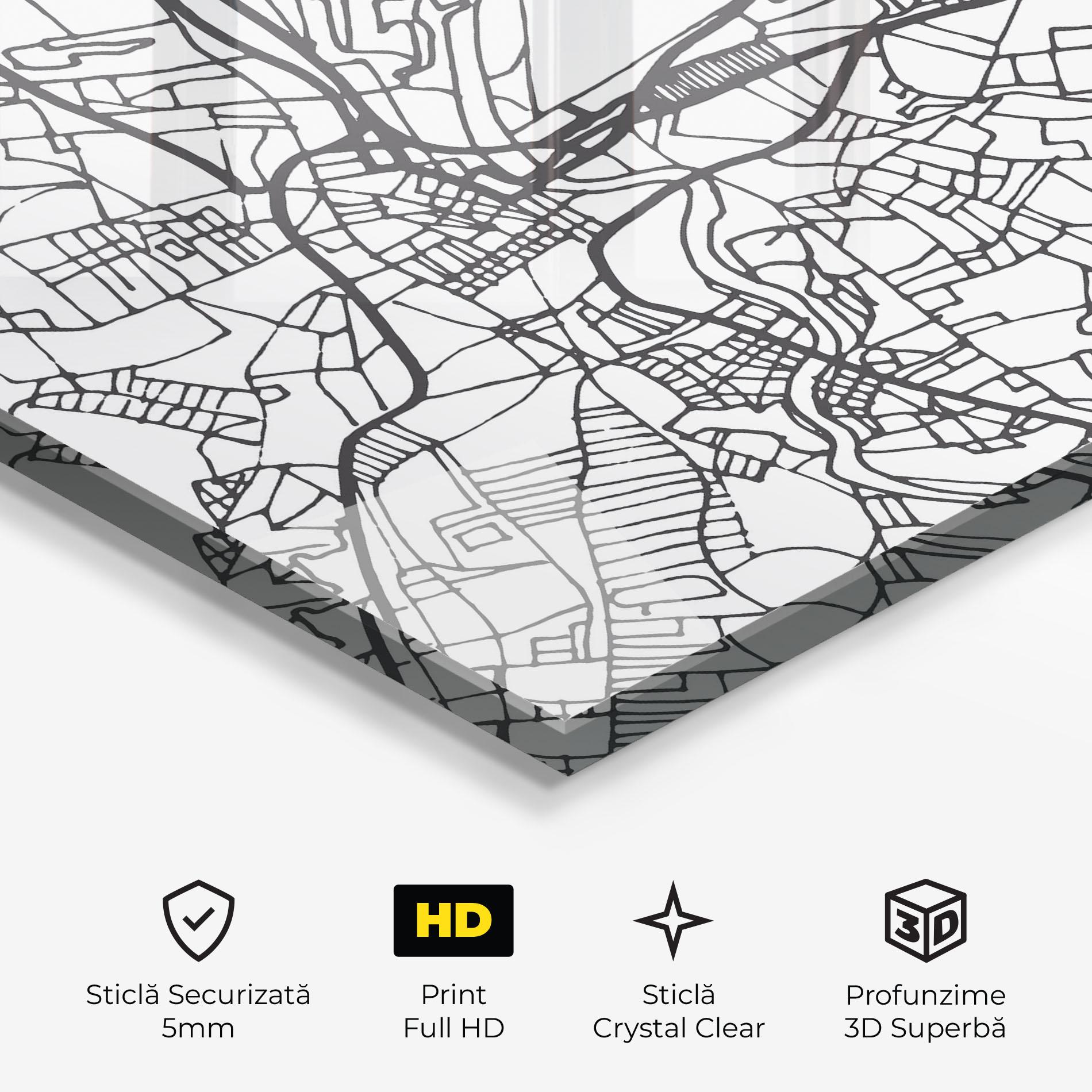 Tablou Sticla Belfast Map mockup 3