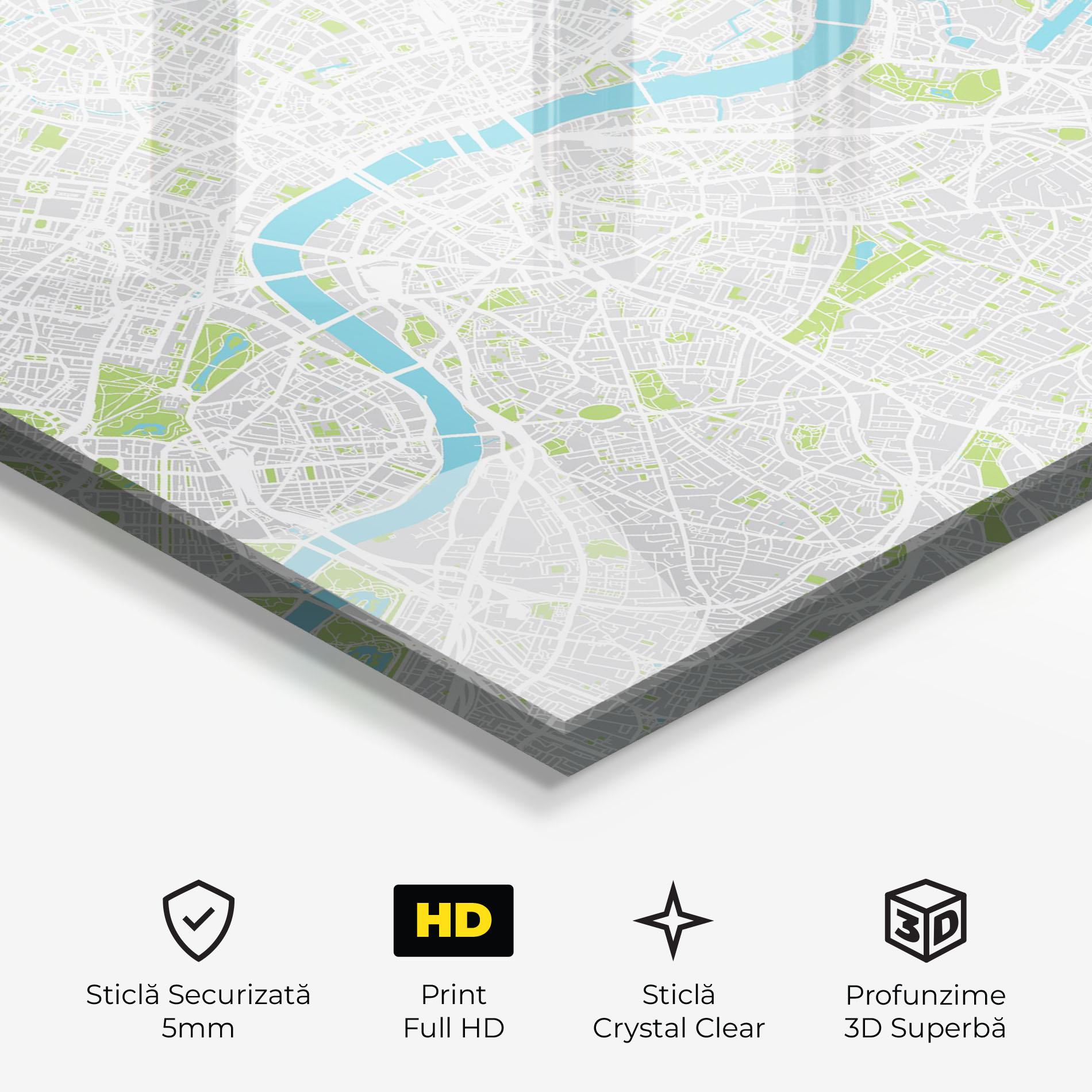 Tablou Sticla City Color Map mockup 3