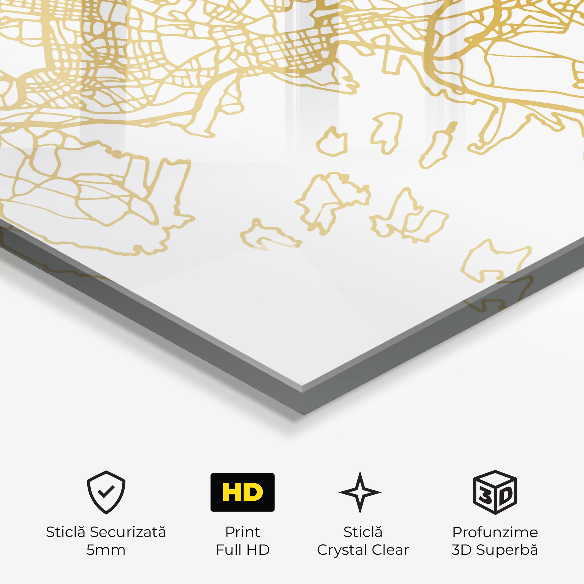 Tablou Sticla Oslo Gold Map mockup 3