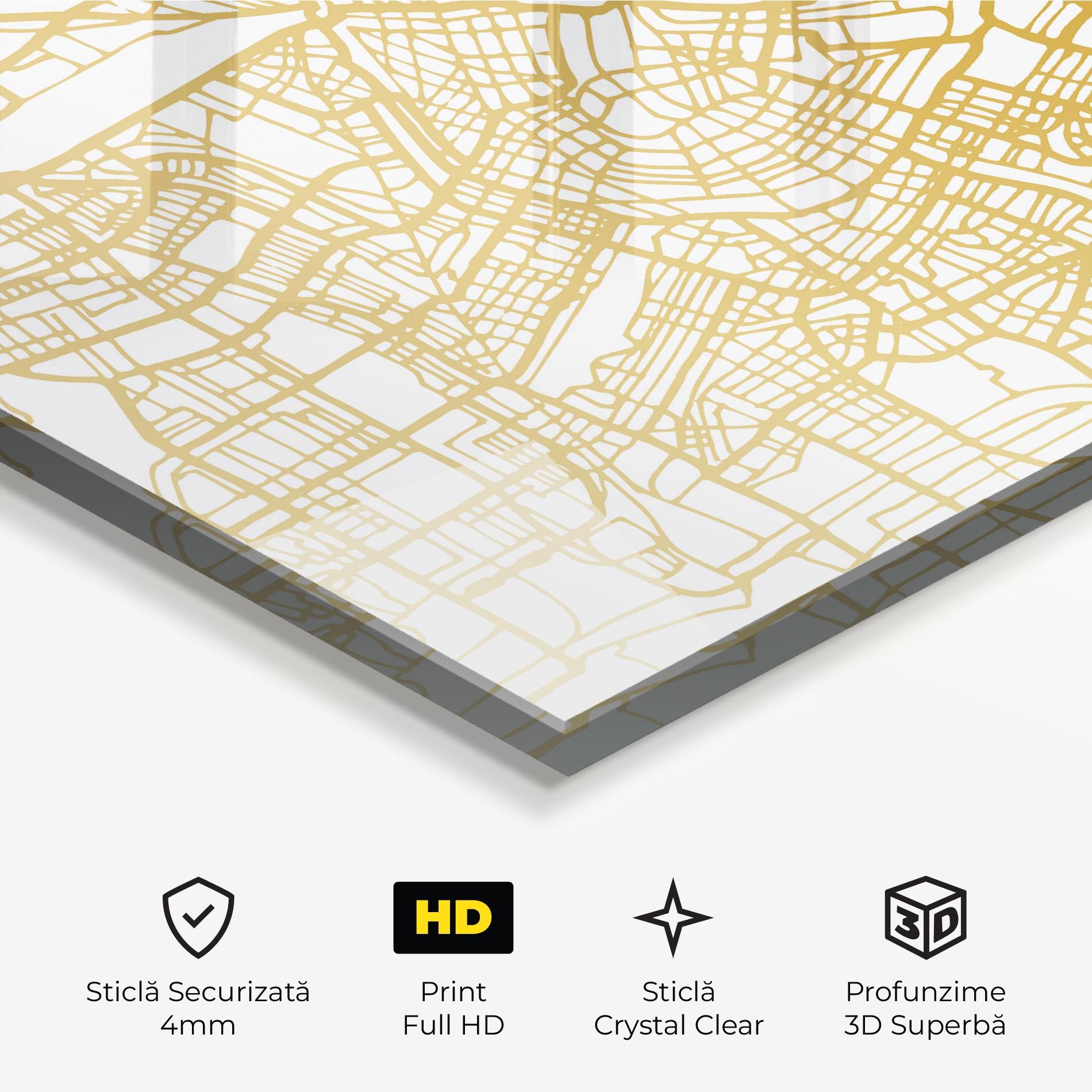 Tablou Sticla Amsterdam Gold Map mockup 3