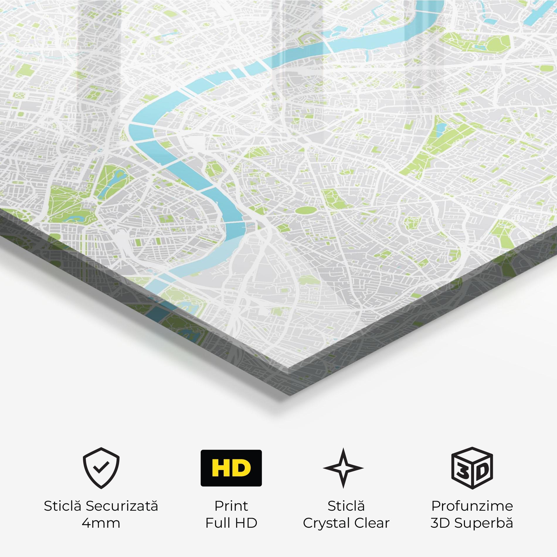 Tablou Sticla City Color Map mockup 3