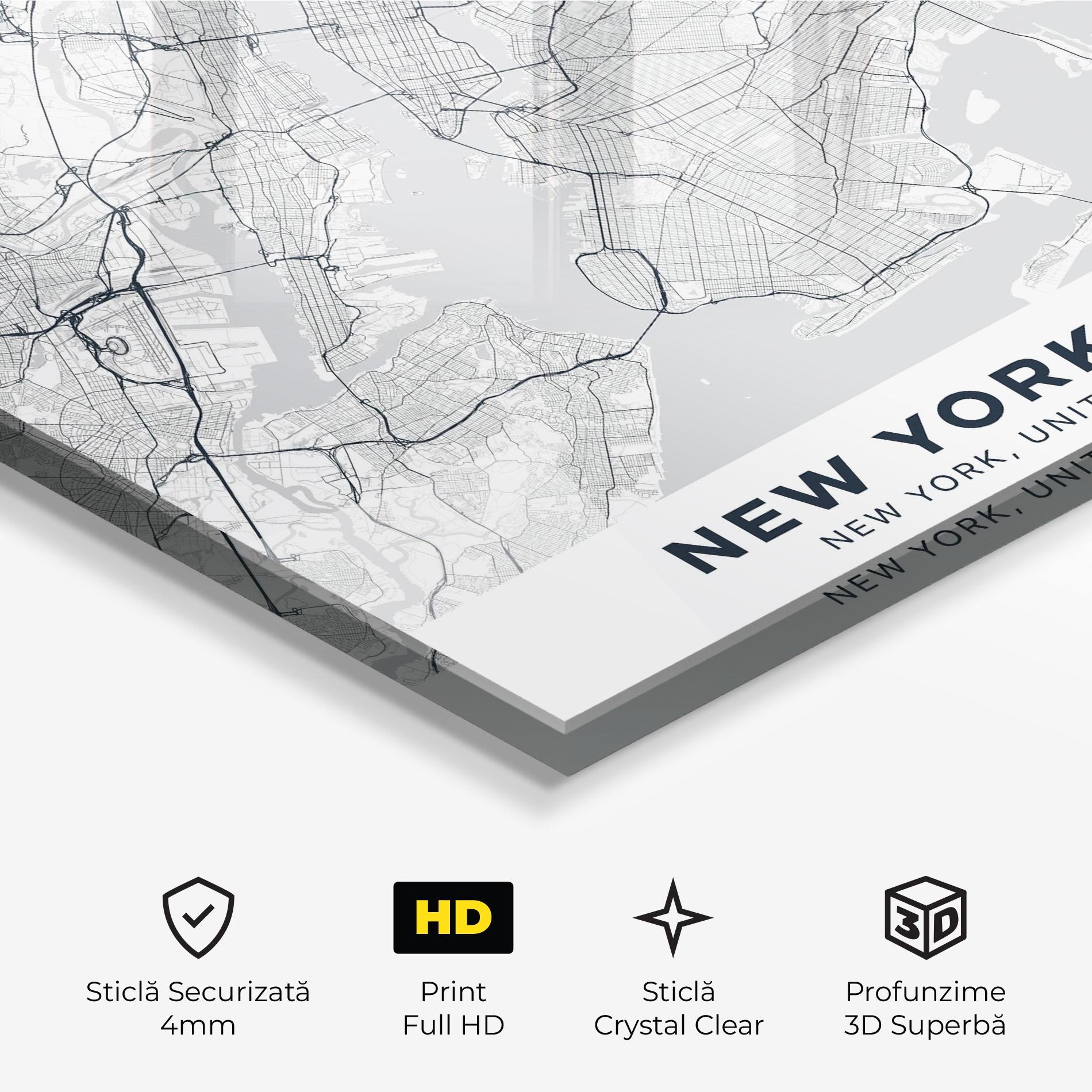 Tablou Sticla New York Map mockup 3