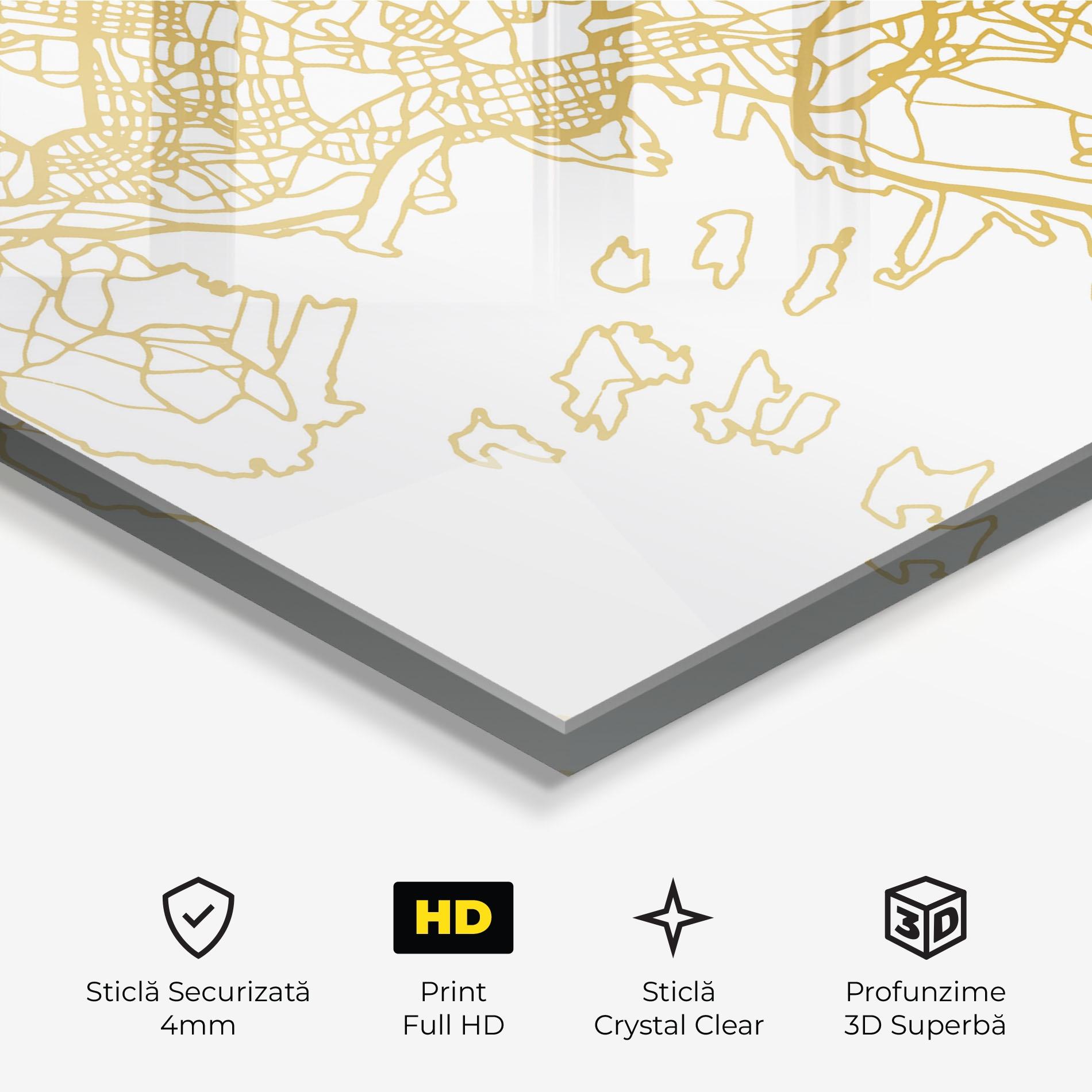 Tablou Sticla Oslo Gold Map mockup 3