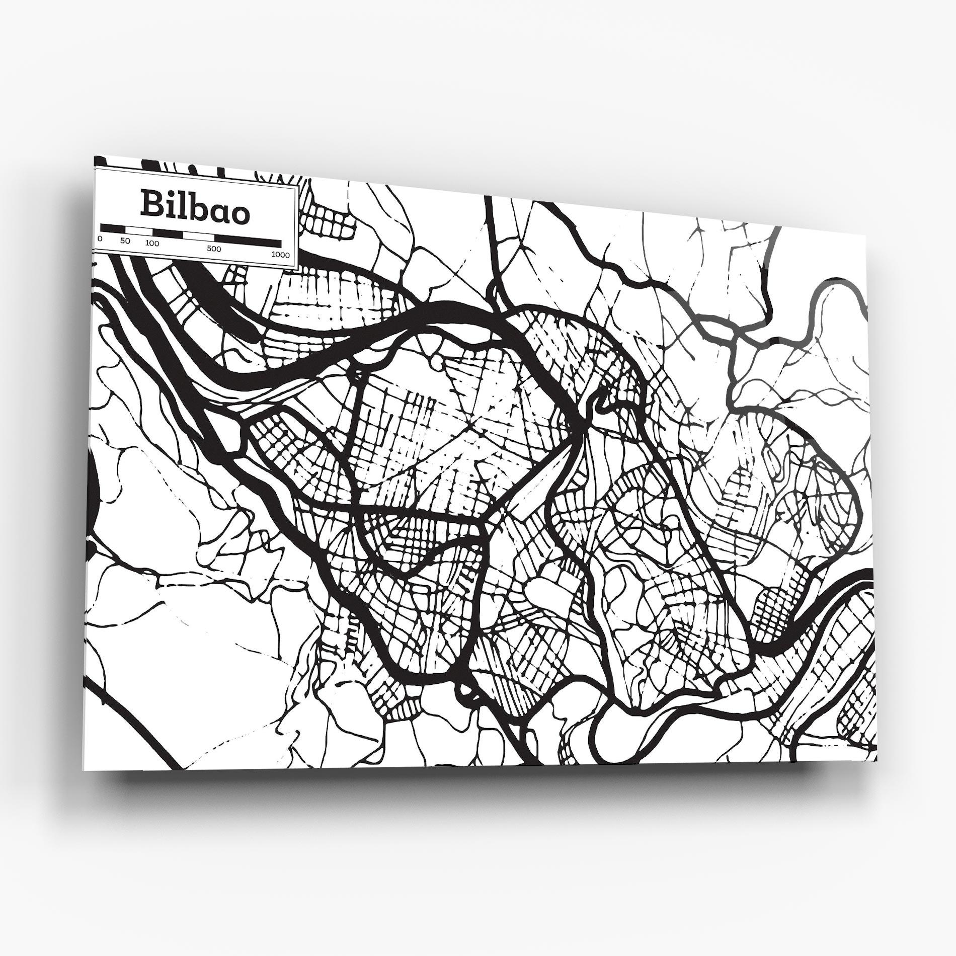 Tablou Sticla Bilbao Map mockup 6