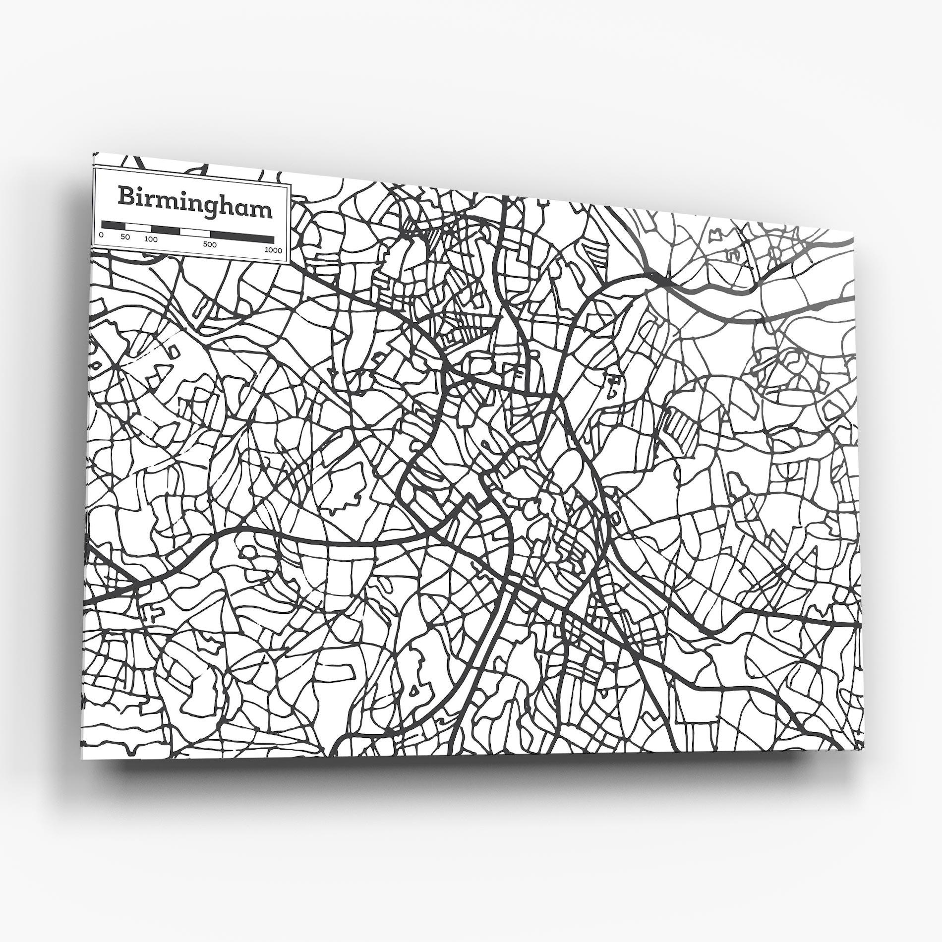 Tablou Sticla Birmingham Map mockup 6