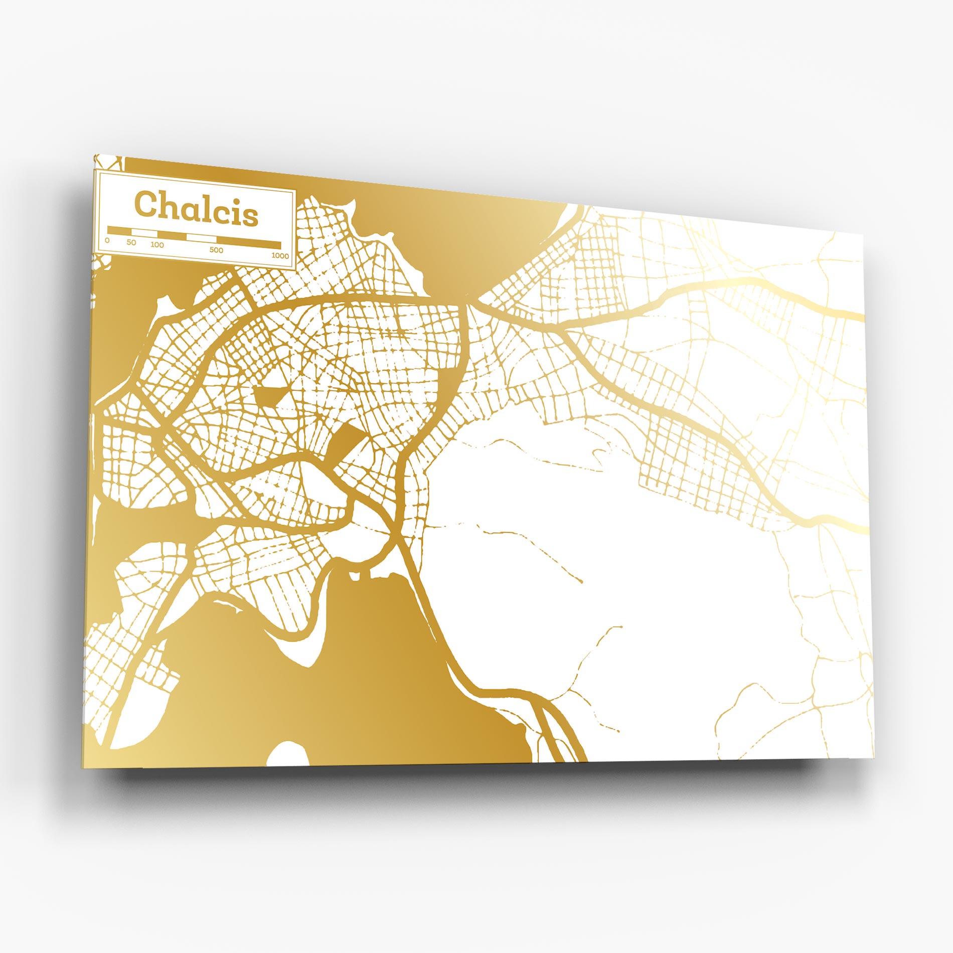 Tablou Sticla Chalcis Gold Map mockup 6