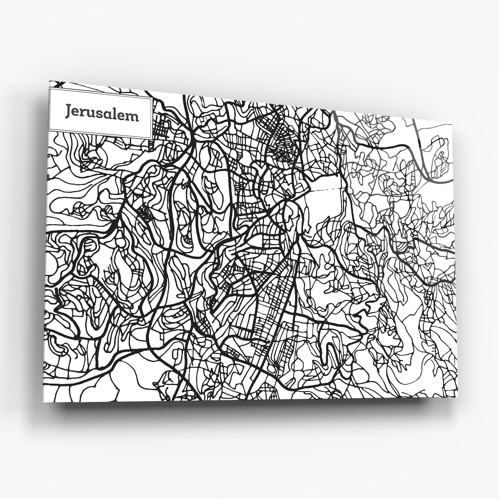 Tablou Sticla Jerusalem Map mockup 6