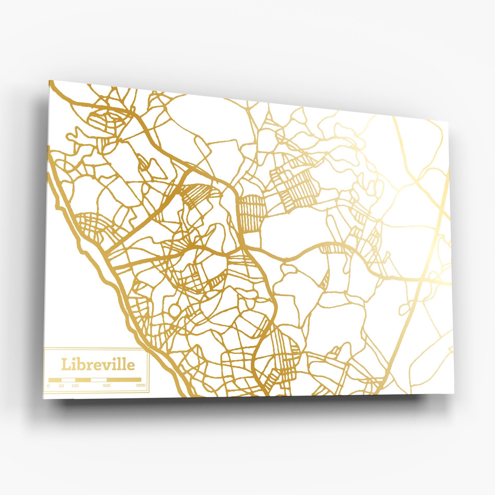 Tablou Sticla Libreville Gold Map mockup 6