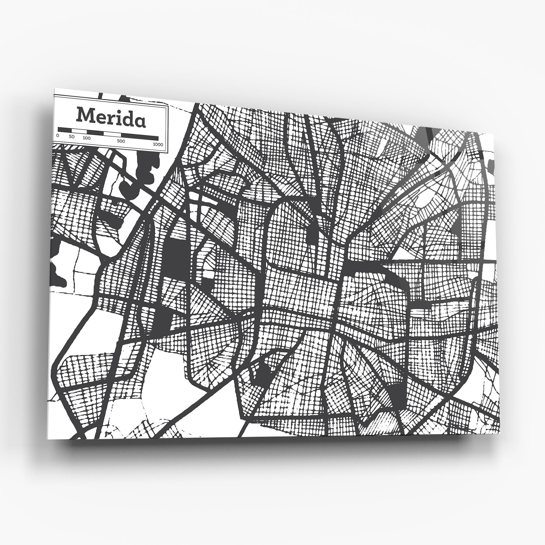 Tablou Sticla Merida Map mockup 6