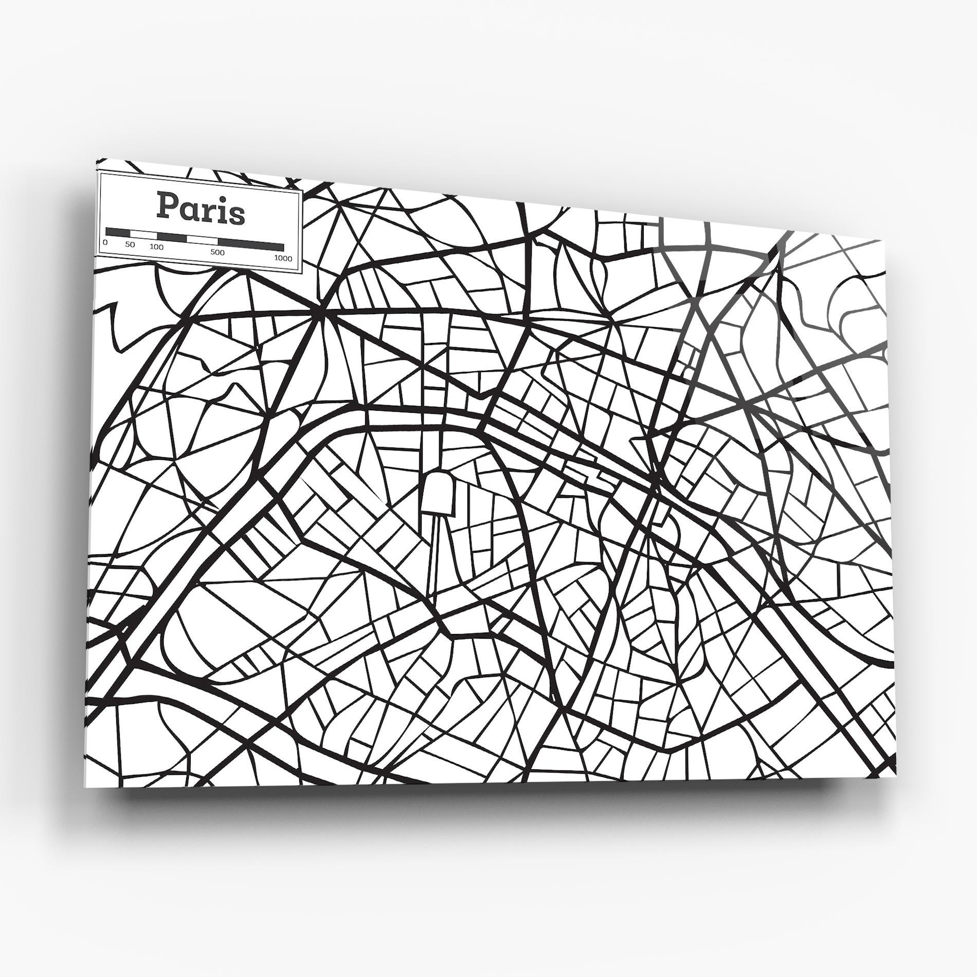 Tablou Sticla Paris Map mockup 6