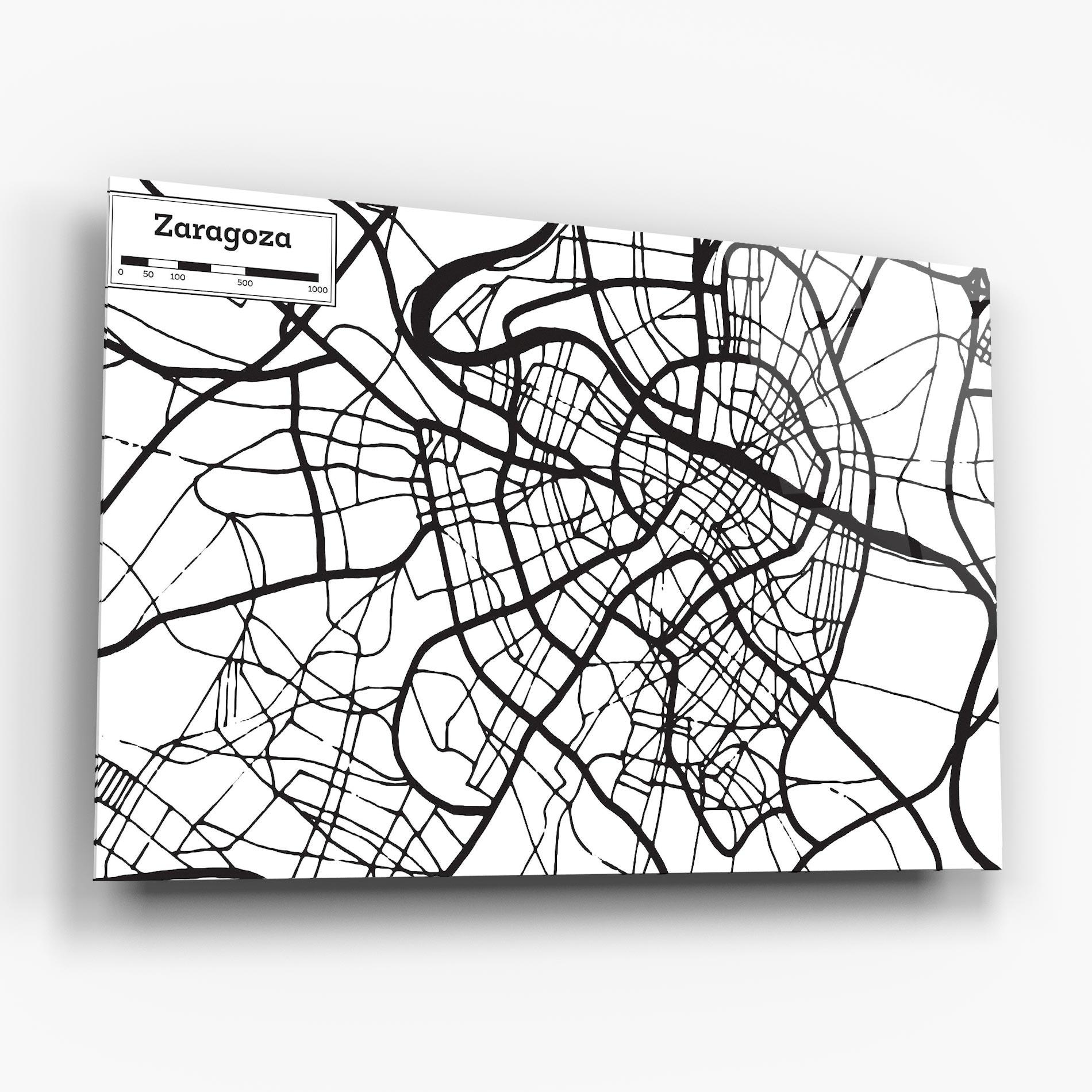 Tablou Sticla Zaragoza City Map mockup 6
